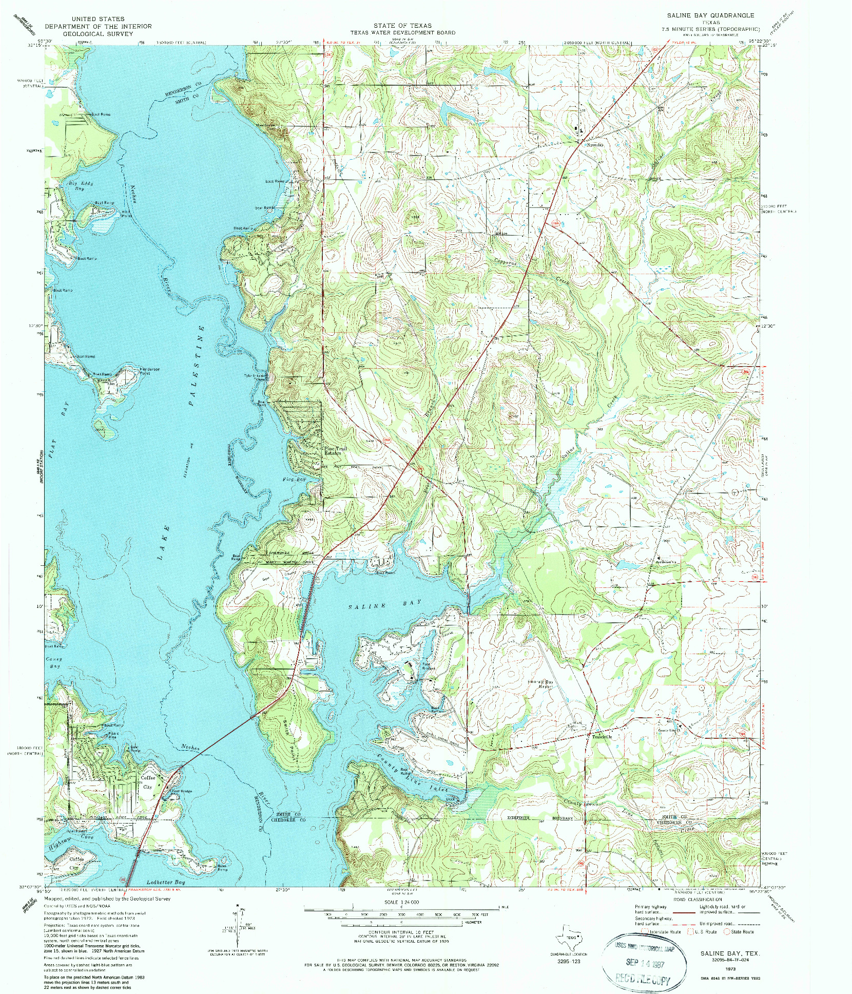 USGS 1:24000-SCALE QUADRANGLE FOR SALINE BAY, TX 1973