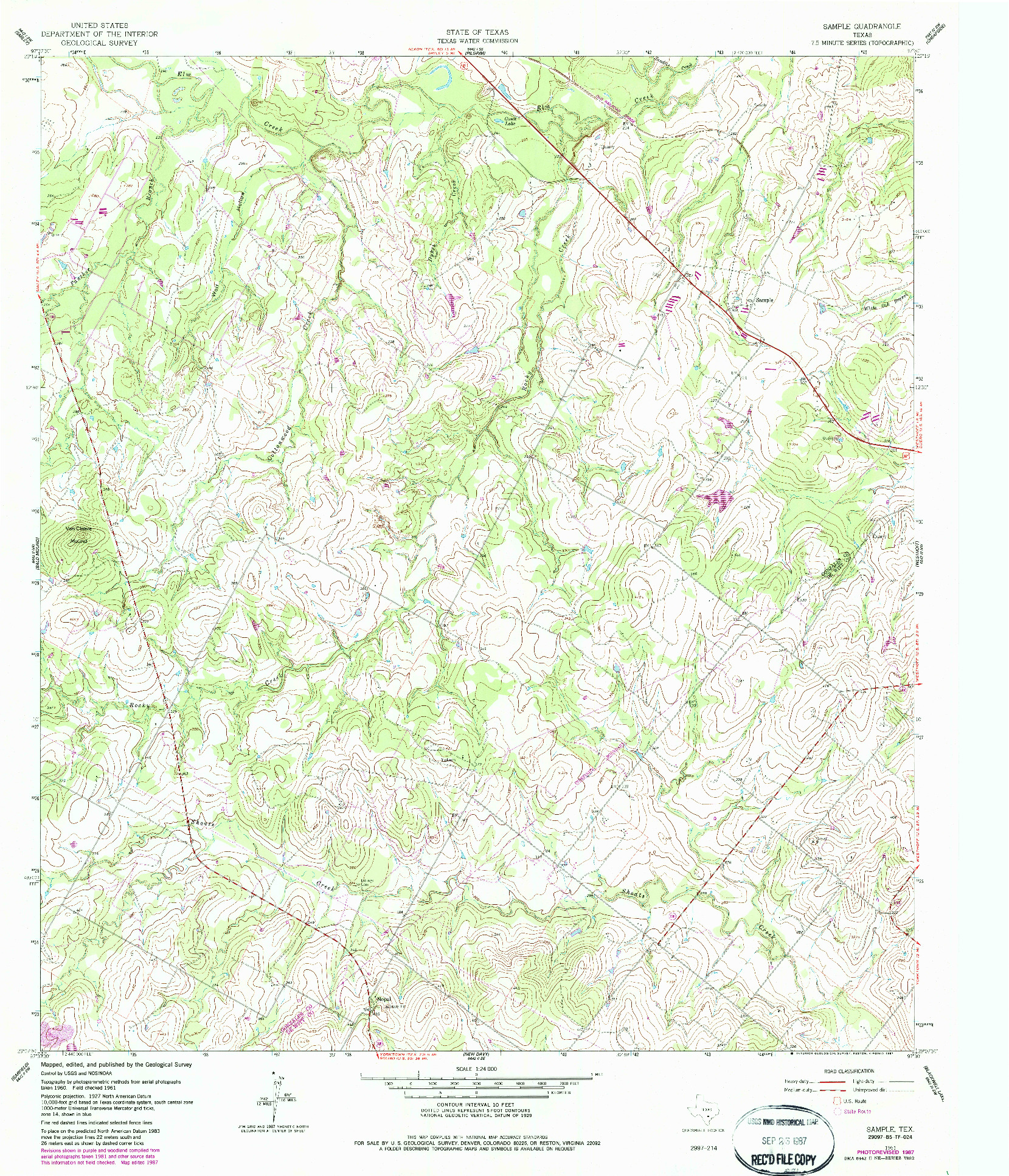 USGS 1:24000-SCALE QUADRANGLE FOR SAMPLE, TX 1961