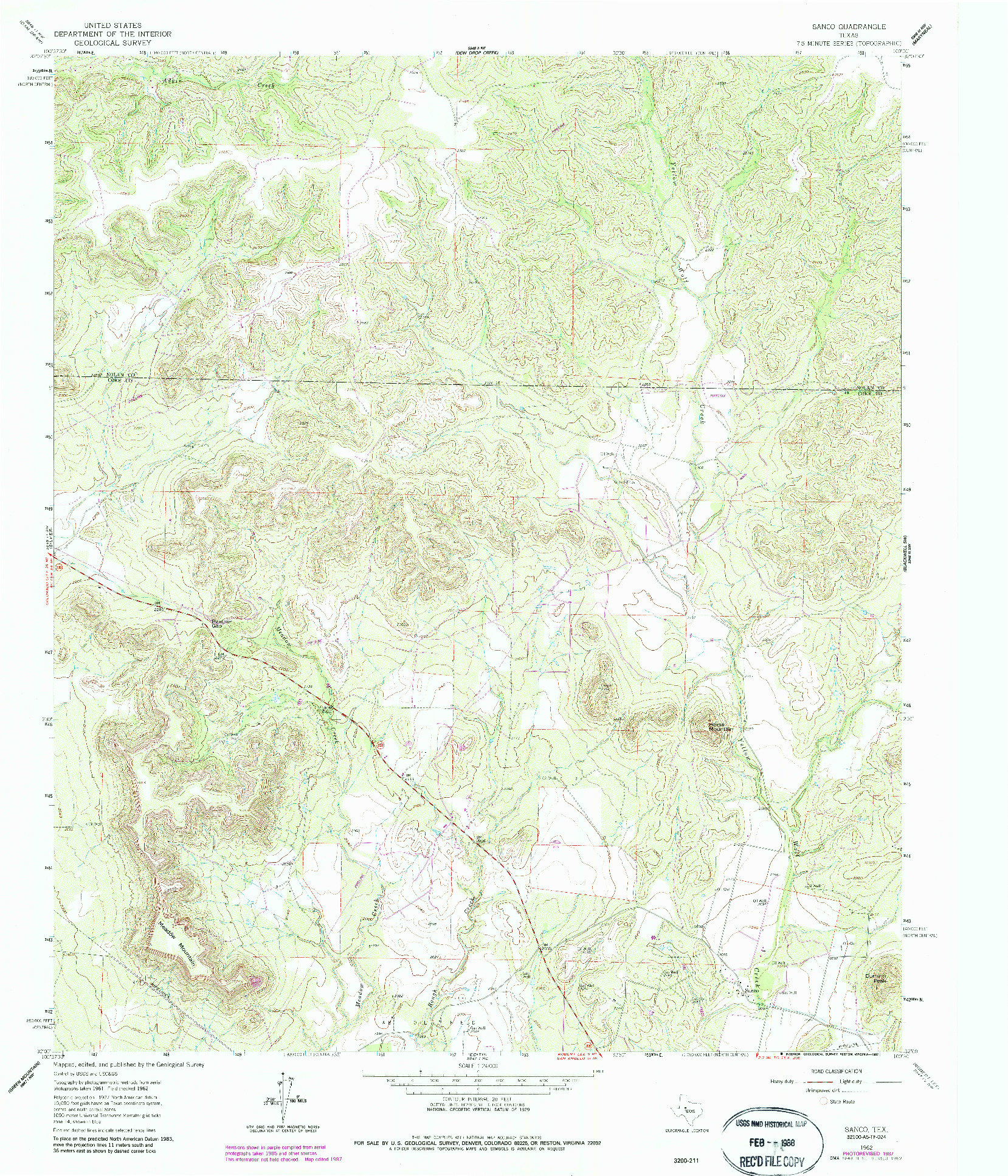 USGS 1:24000-SCALE QUADRANGLE FOR SANCO, TX 1962