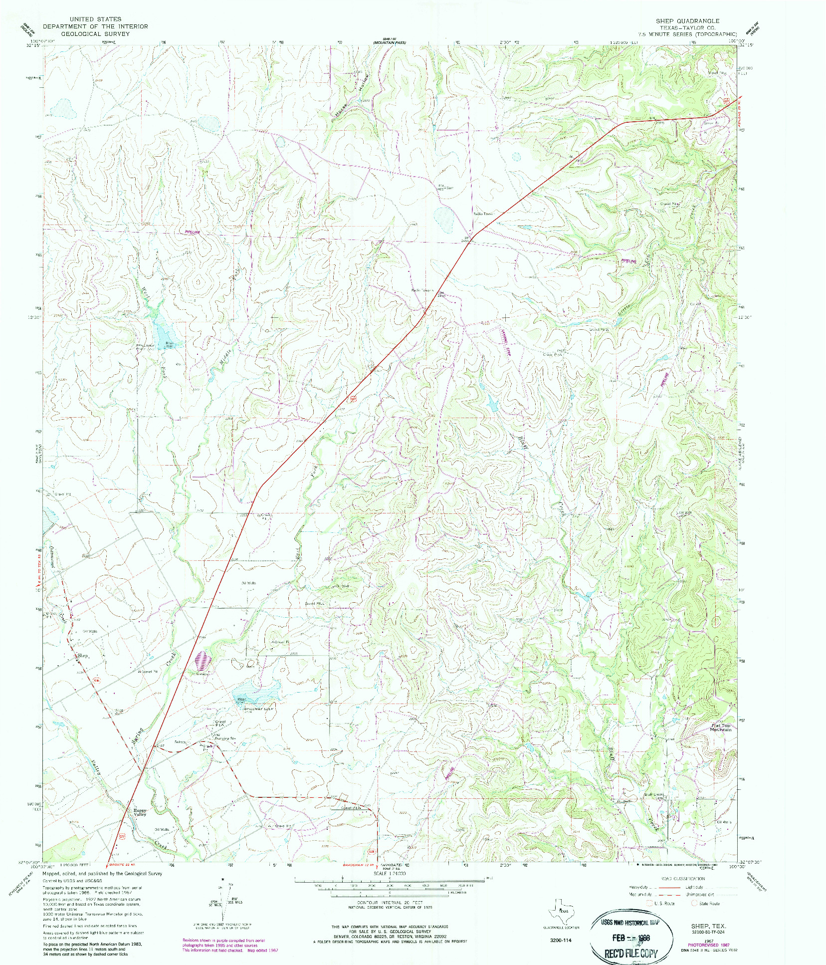 USGS 1:24000-SCALE QUADRANGLE FOR SHEP, TX 1967