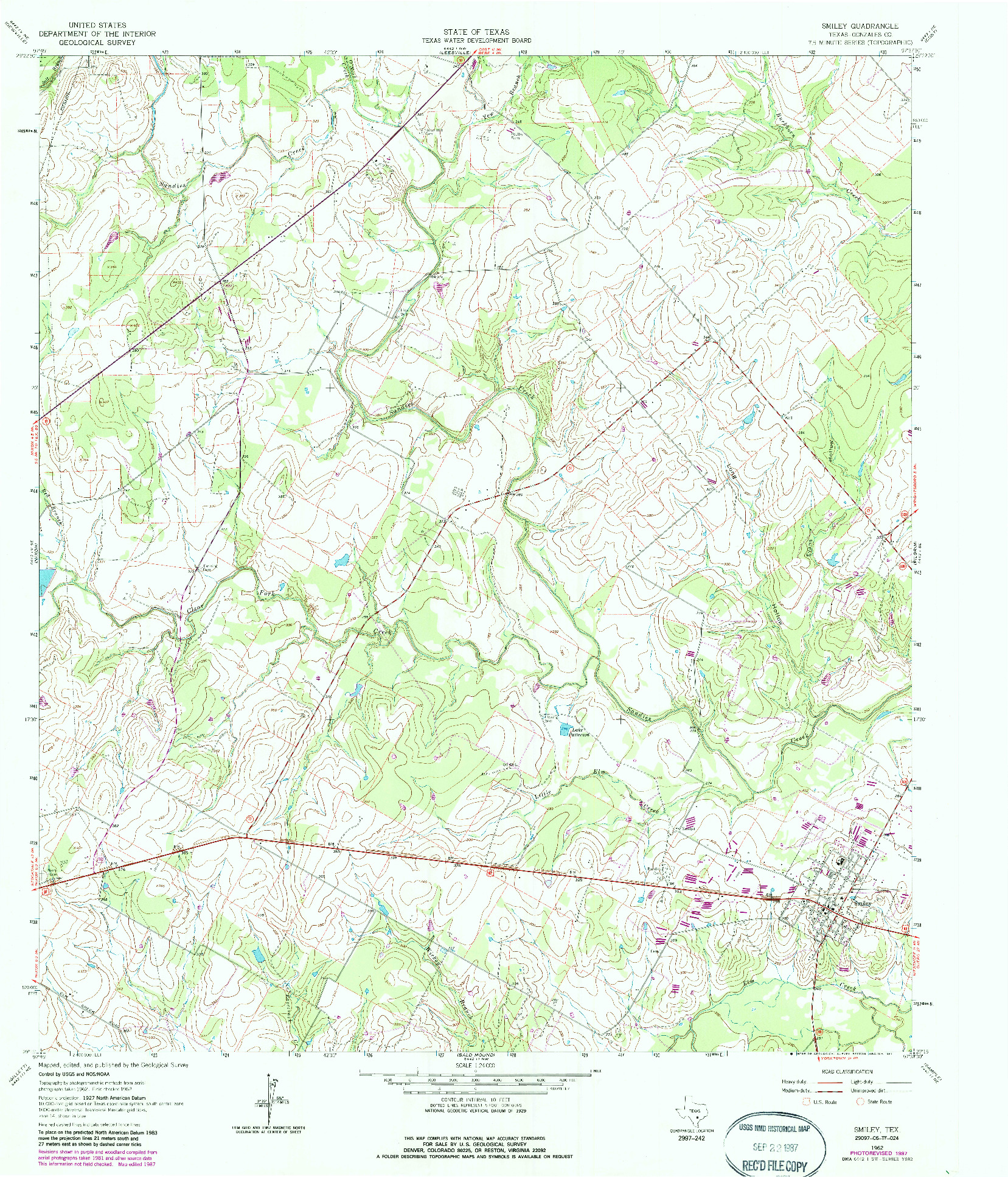 USGS 1:24000-SCALE QUADRANGLE FOR SMILEY, TX 1962