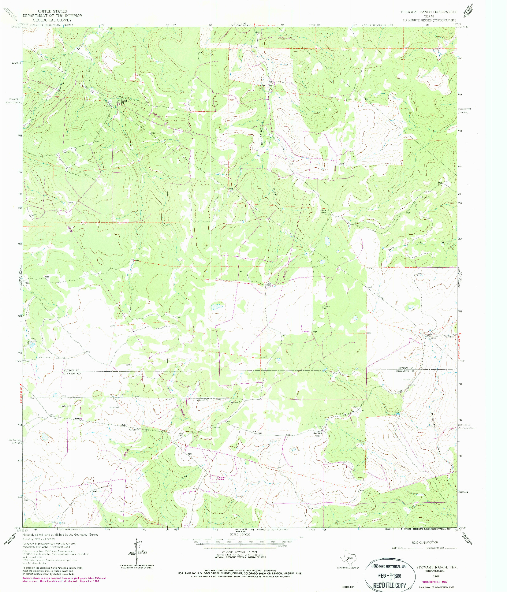 USGS 1:24000-SCALE QUADRANGLE FOR STEWART RANCH, TX 1962