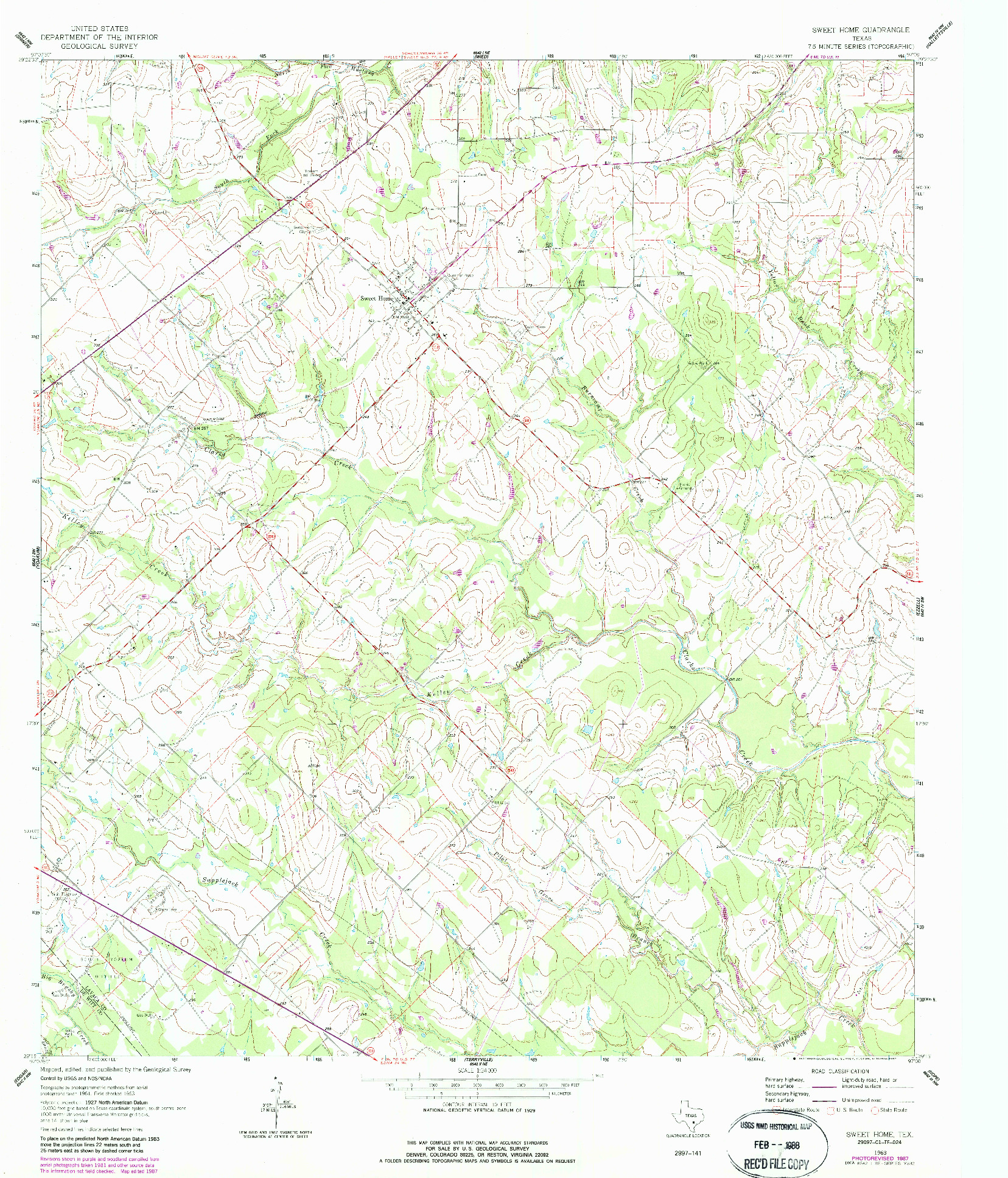 USGS 1:24000-SCALE QUADRANGLE FOR SWEET HOME, TX 1963