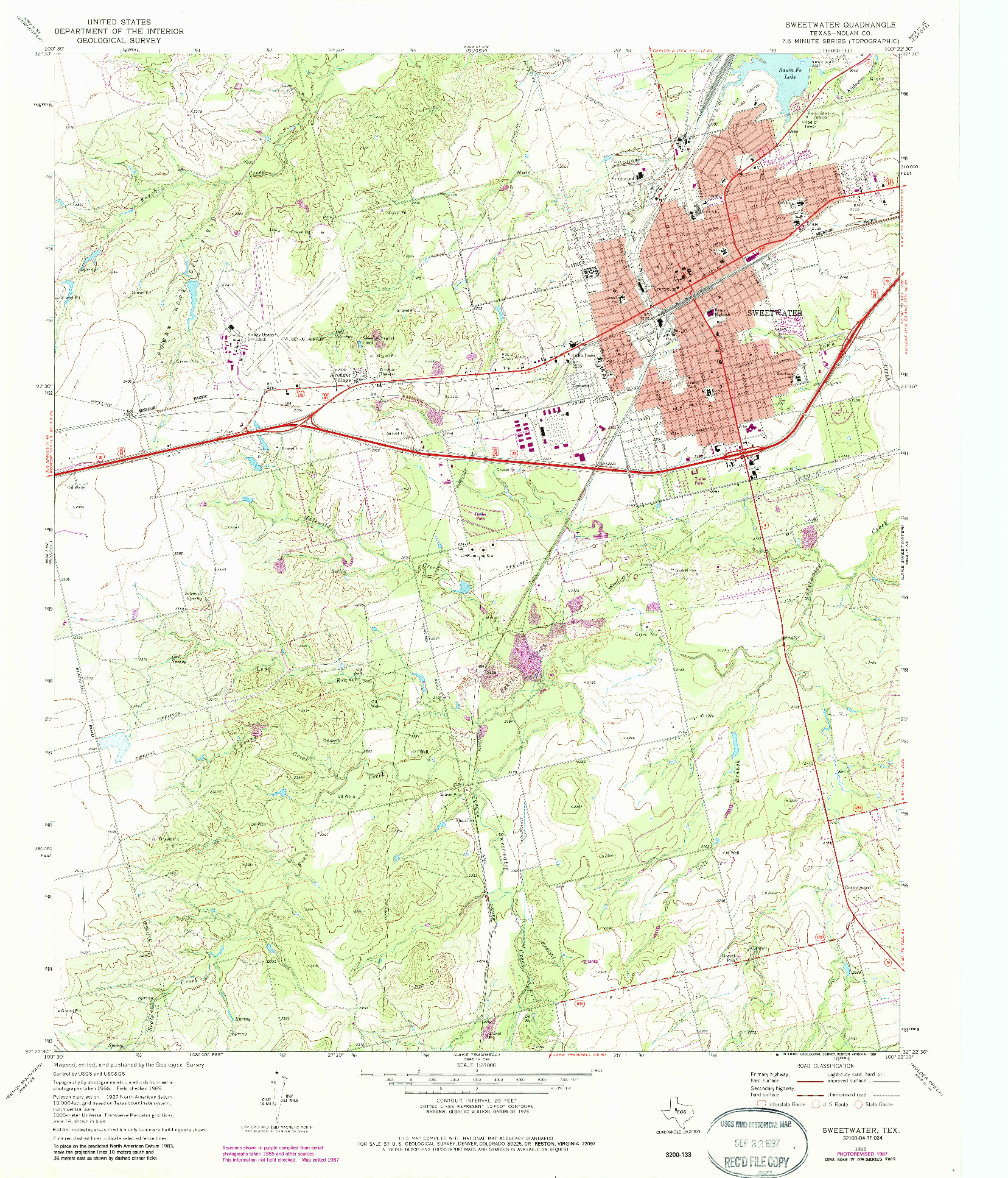 USGS 1:24000-SCALE QUADRANGLE FOR SWEETWATER, TX 1969
