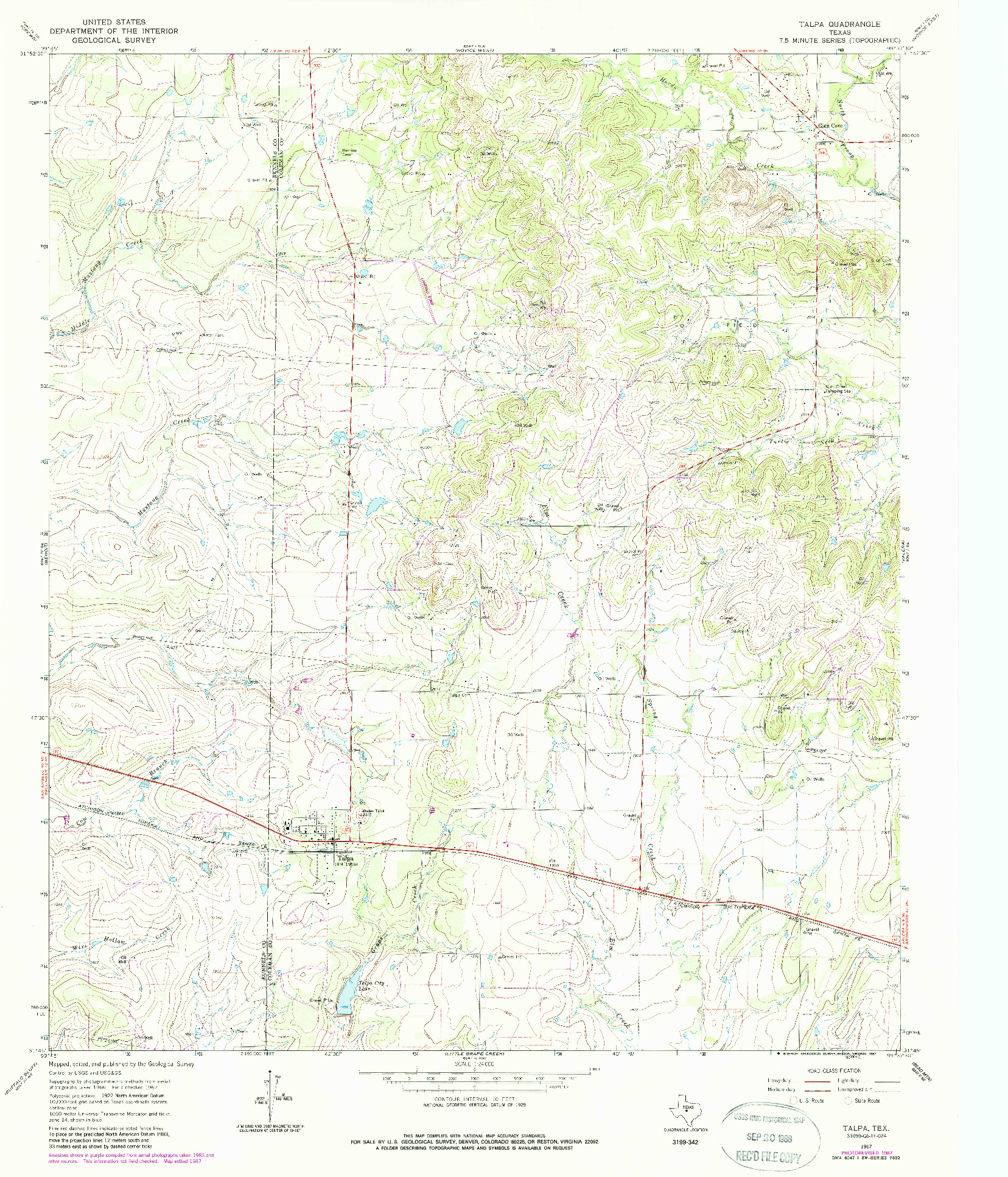 USGS 1:24000-SCALE QUADRANGLE FOR TALPA, TX 1967