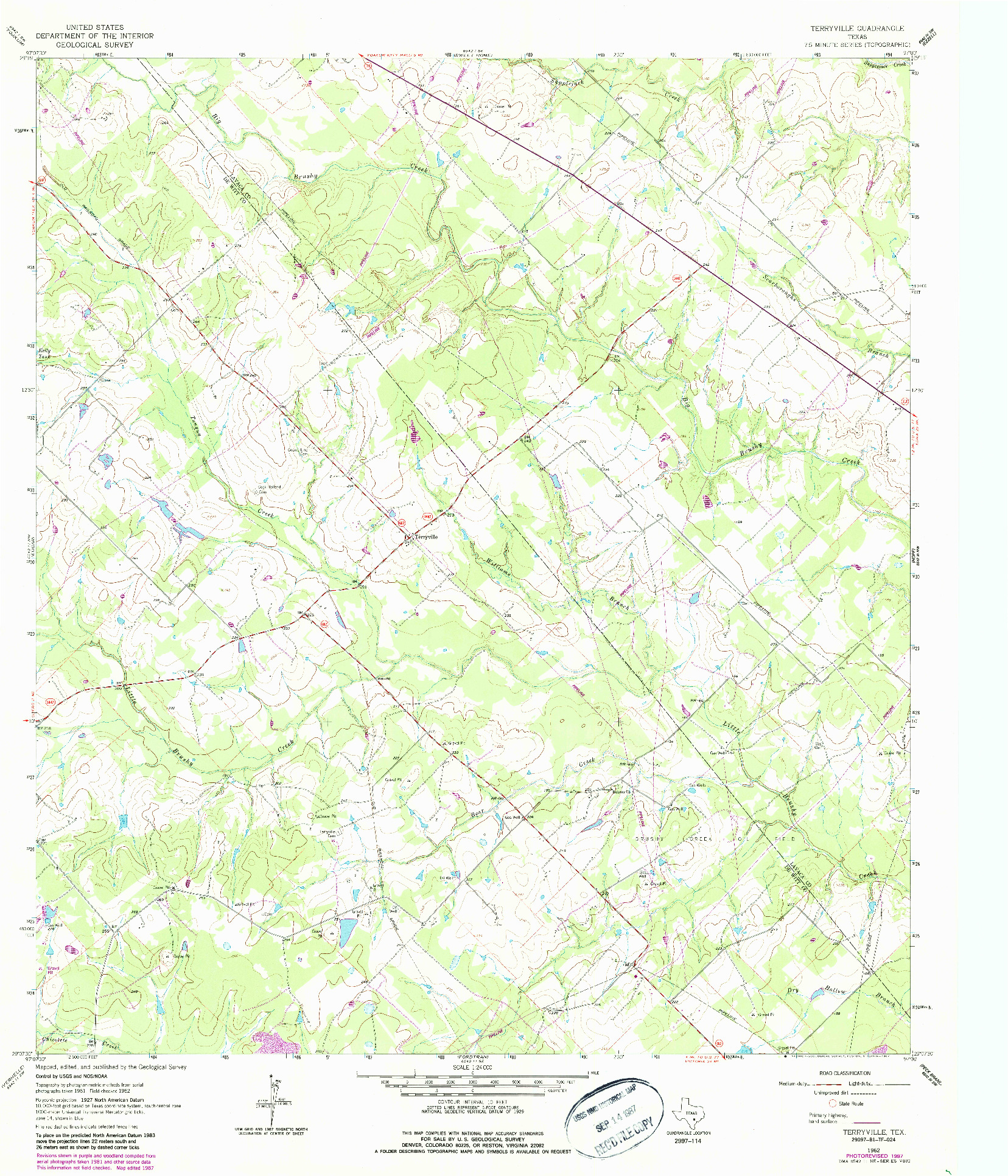 USGS 1:24000-SCALE QUADRANGLE FOR TERRYVILLE, TX 1962