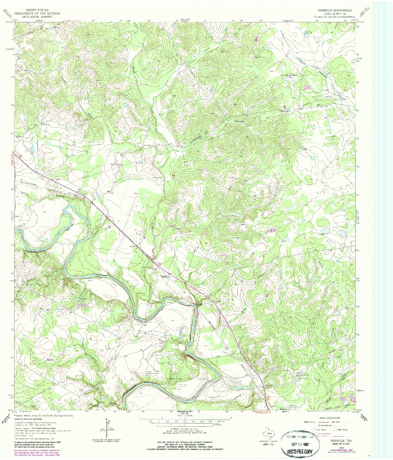 USGS 1:24000-SCALE QUADRANGLE FOR VERHELLE, TX 1962