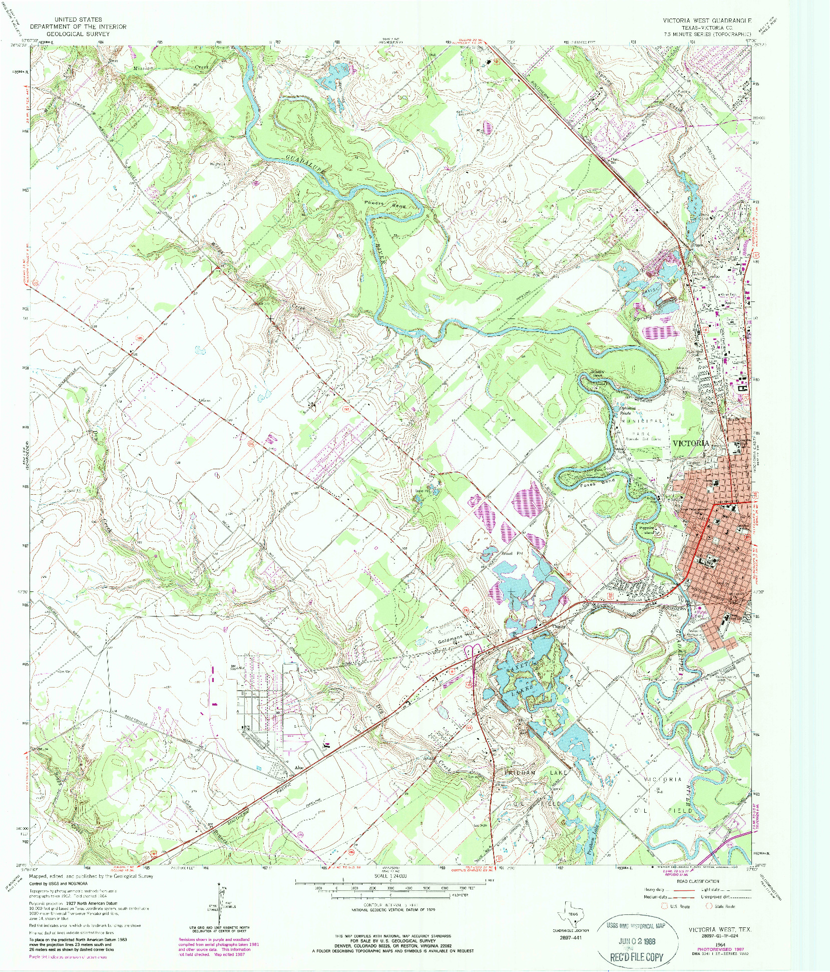 USGS 1:24000-SCALE QUADRANGLE FOR VICTORIA WEST, TX 1964