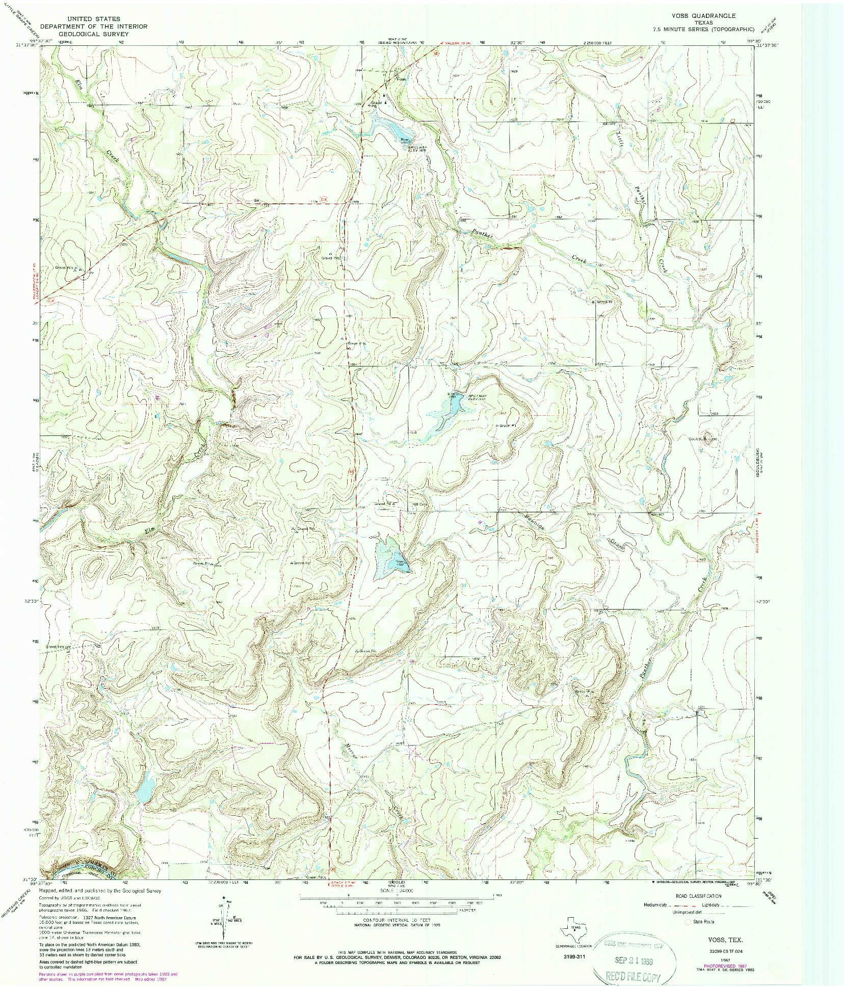 USGS 1:24000-SCALE QUADRANGLE FOR VOSS, TX 1967