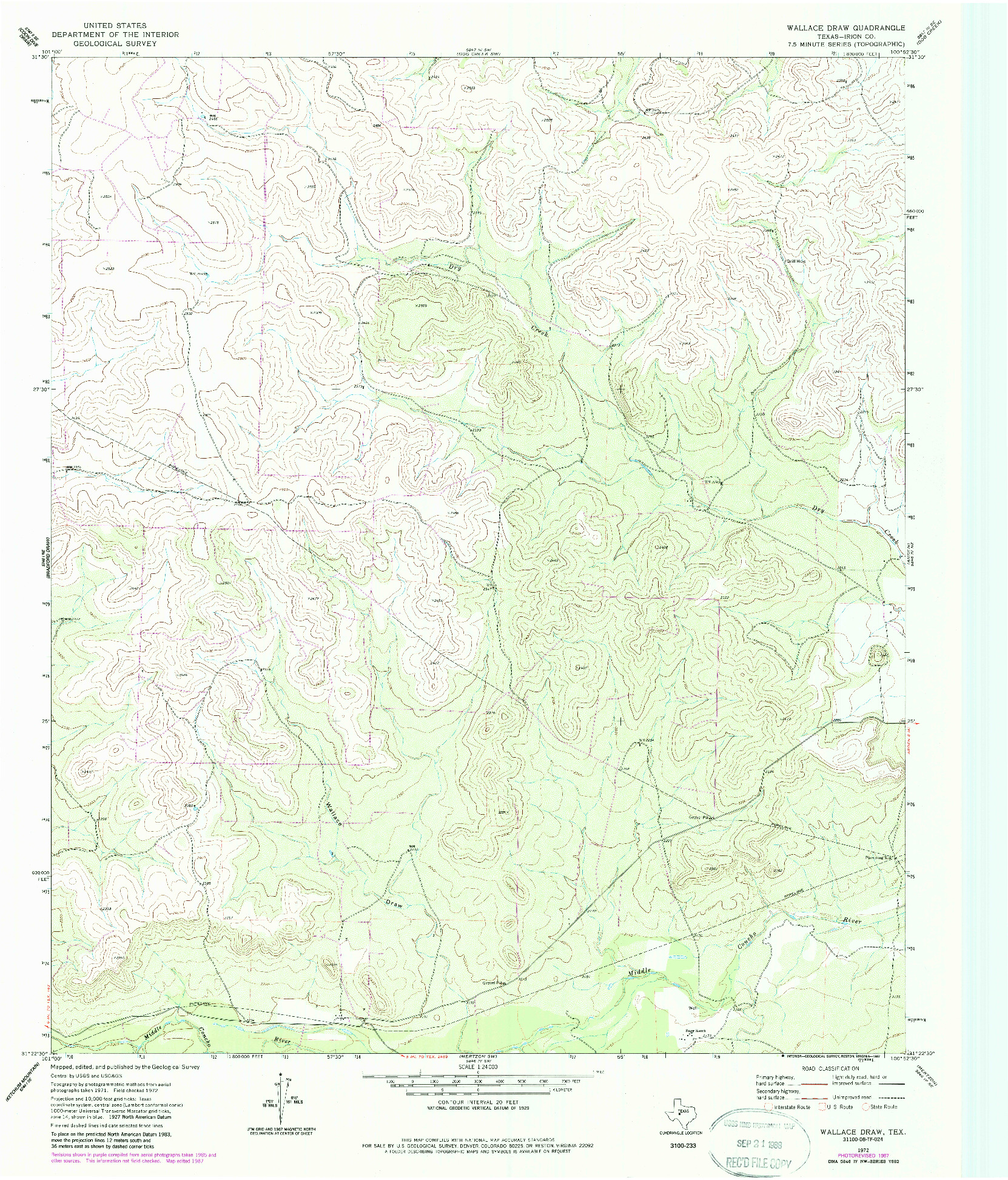 USGS 1:24000-SCALE QUADRANGLE FOR WALLACE DRAW, TX 1972