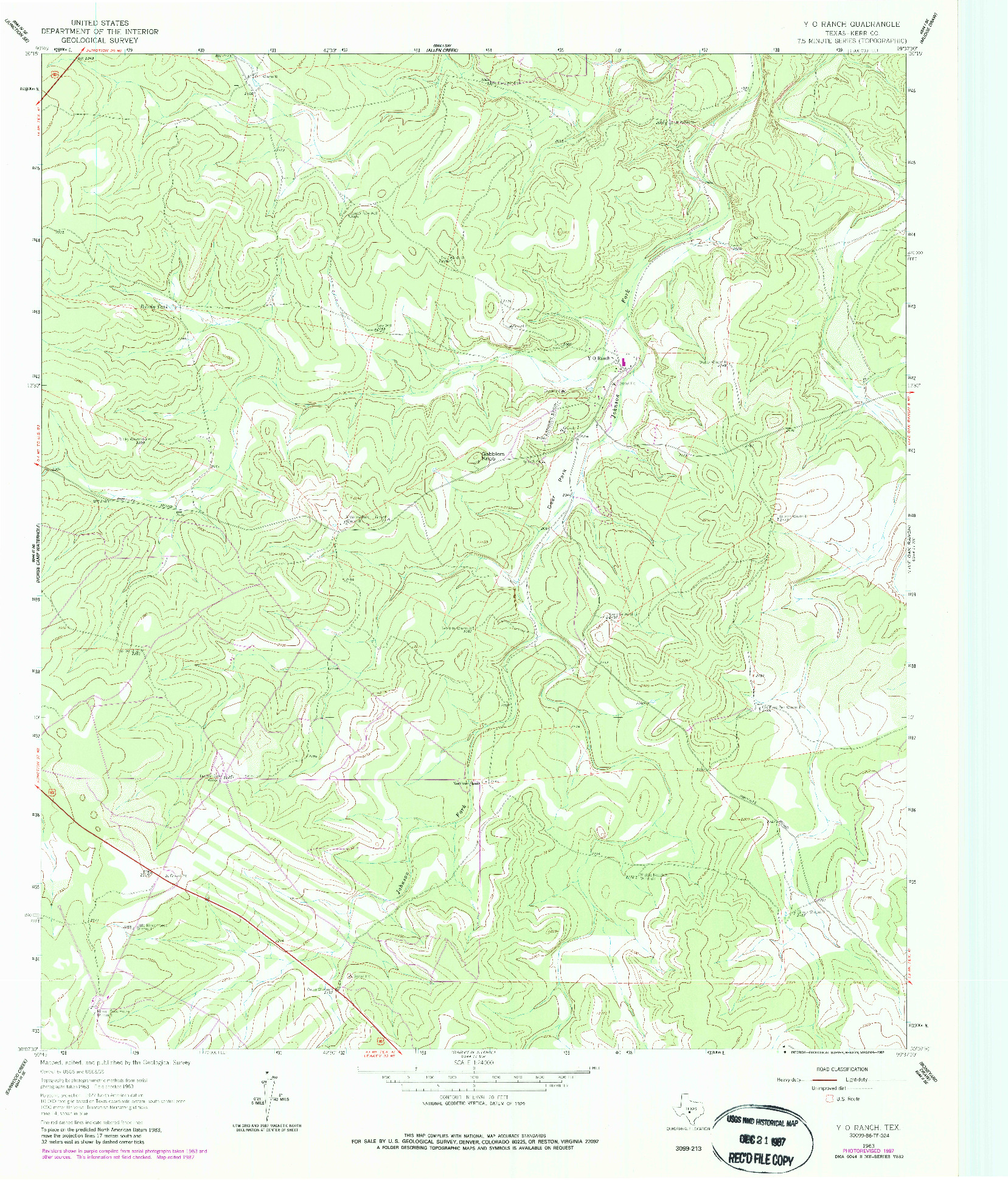 USGS 1:24000-SCALE QUADRANGLE FOR Y O RANCH, TX 1963