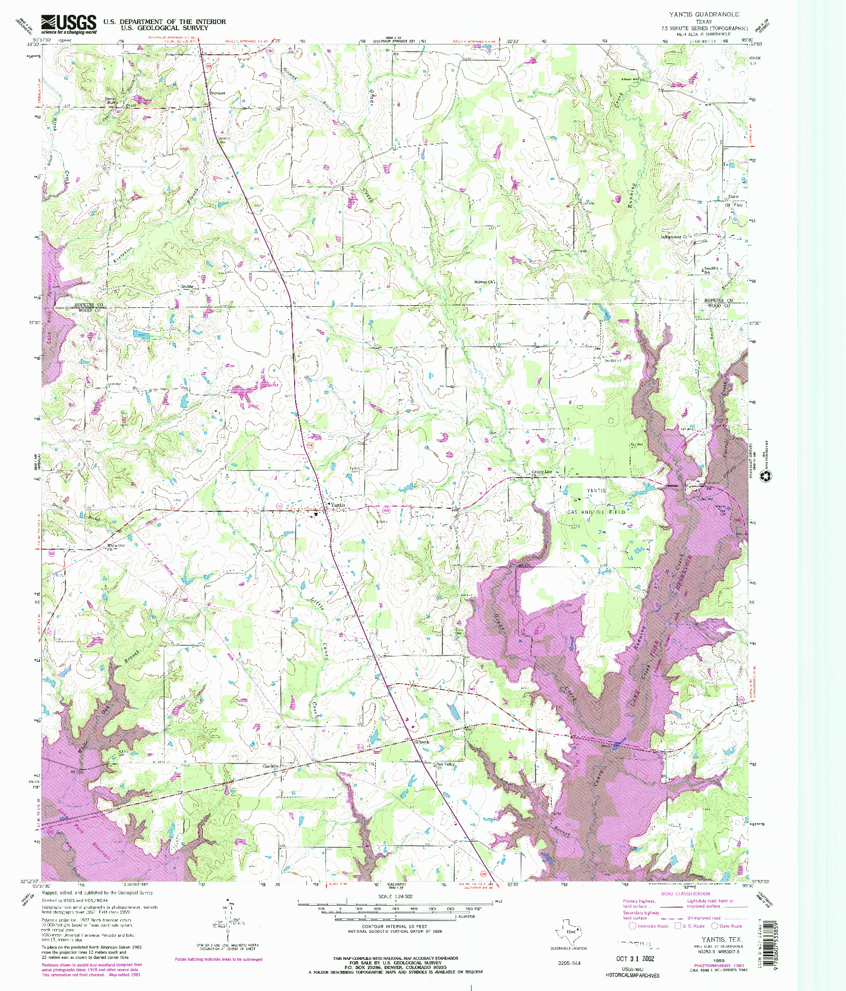 USGS 1:24000-SCALE QUADRANGLE FOR YANTIS, TX 1959