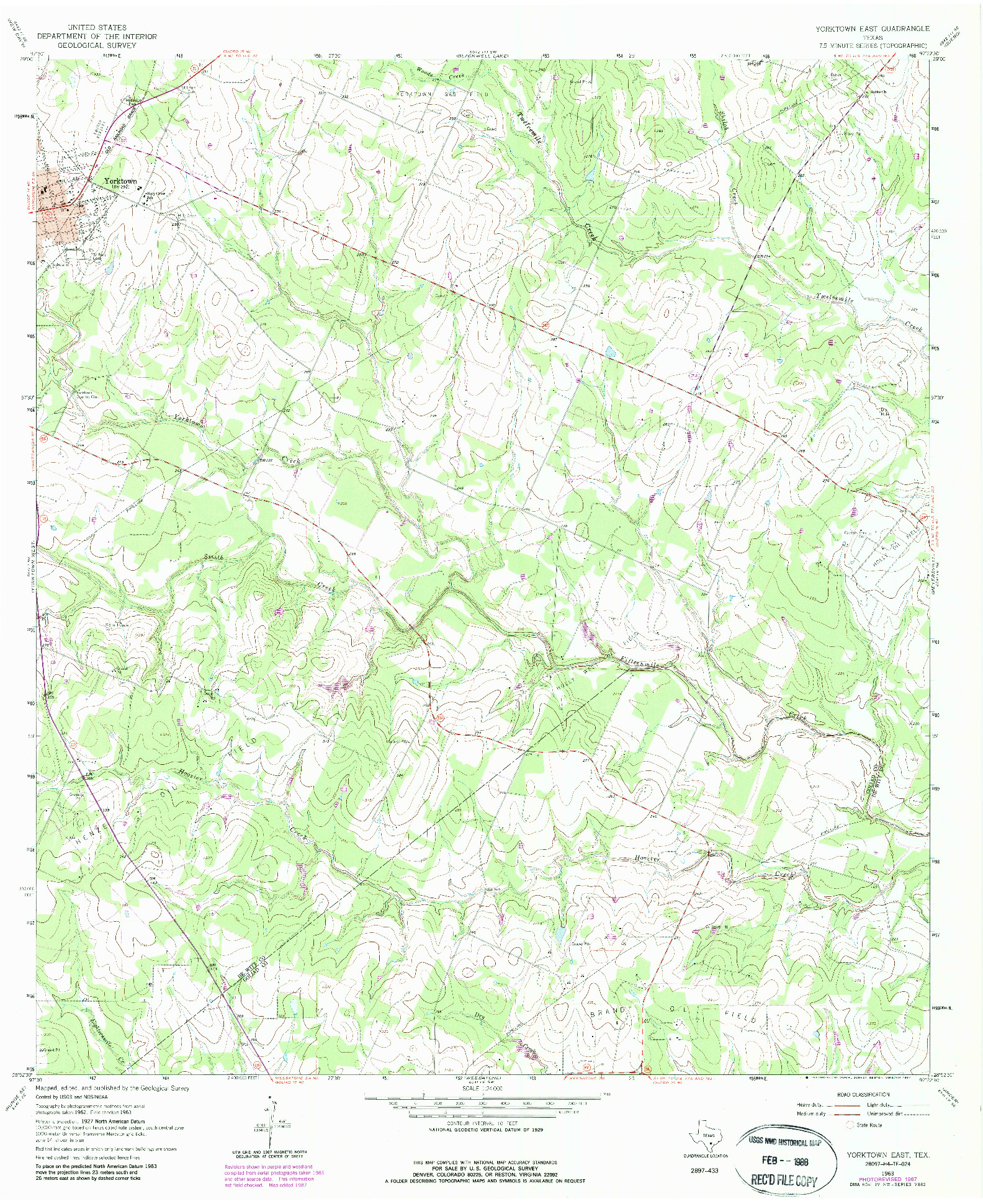 USGS 1:24000-SCALE QUADRANGLE FOR YORKTOWN EAST, TX 1963