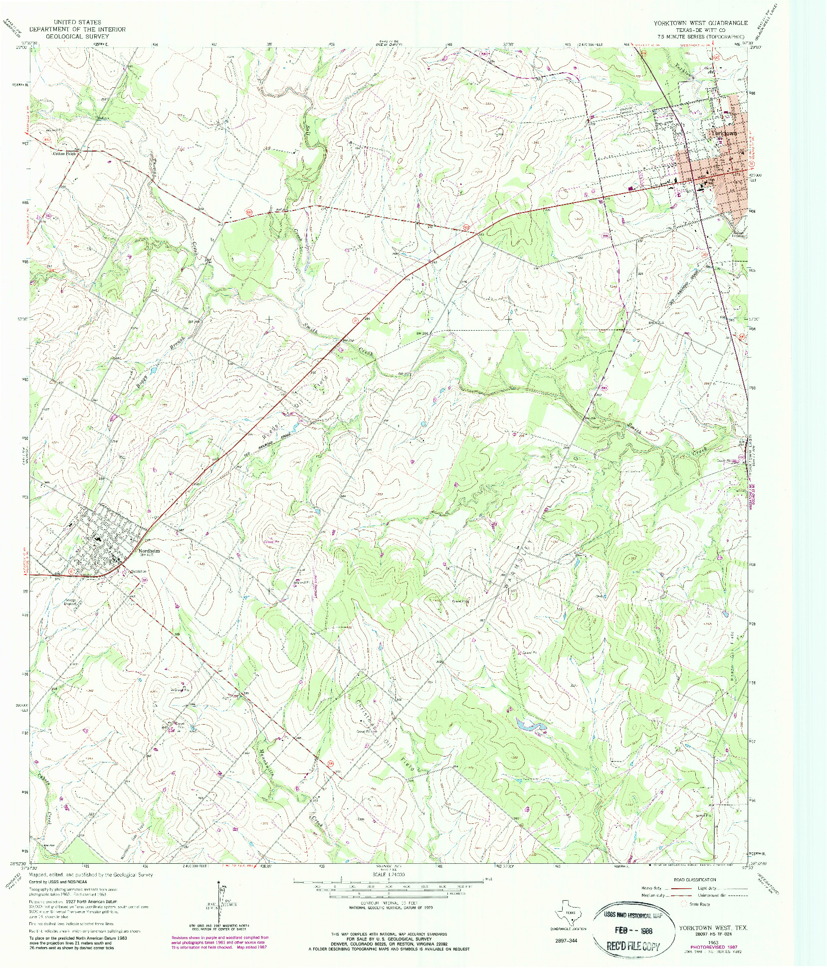 USGS 1:24000-SCALE QUADRANGLE FOR YORKTOWN WEST, TX 1963