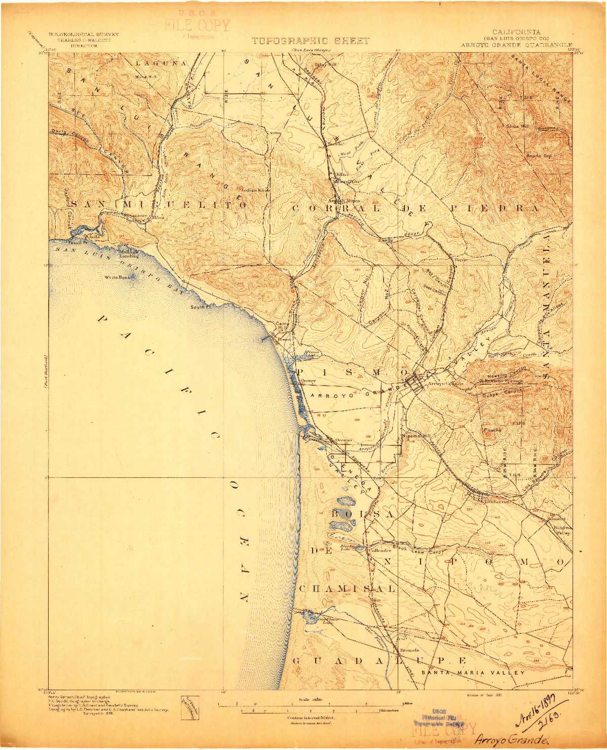 USGS 1:62500-SCALE QUADRANGLE FOR ARROYO GRANDE, CA 1897