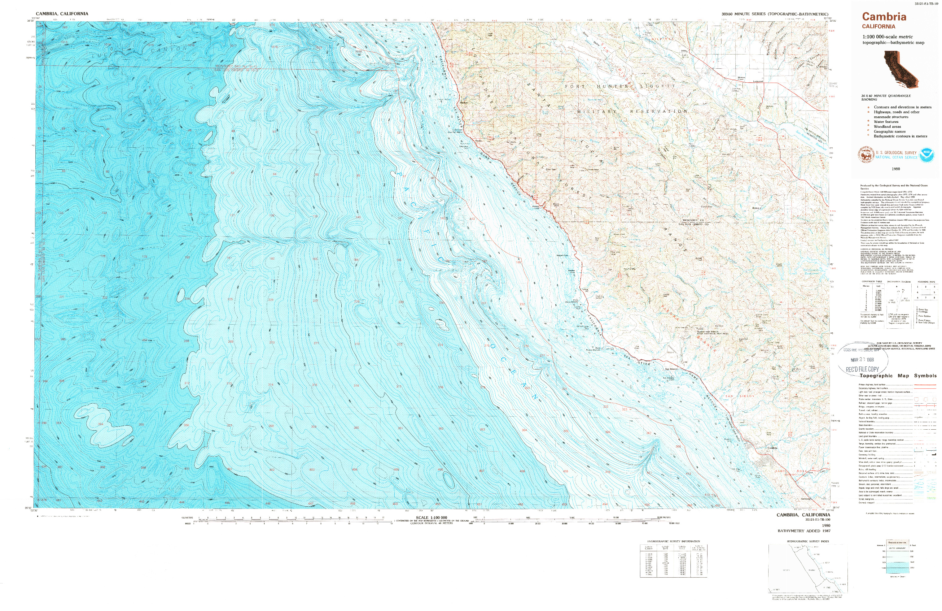 USGS 1:100000-SCALE QUADRANGLE FOR CAMBRIA, CA 1980