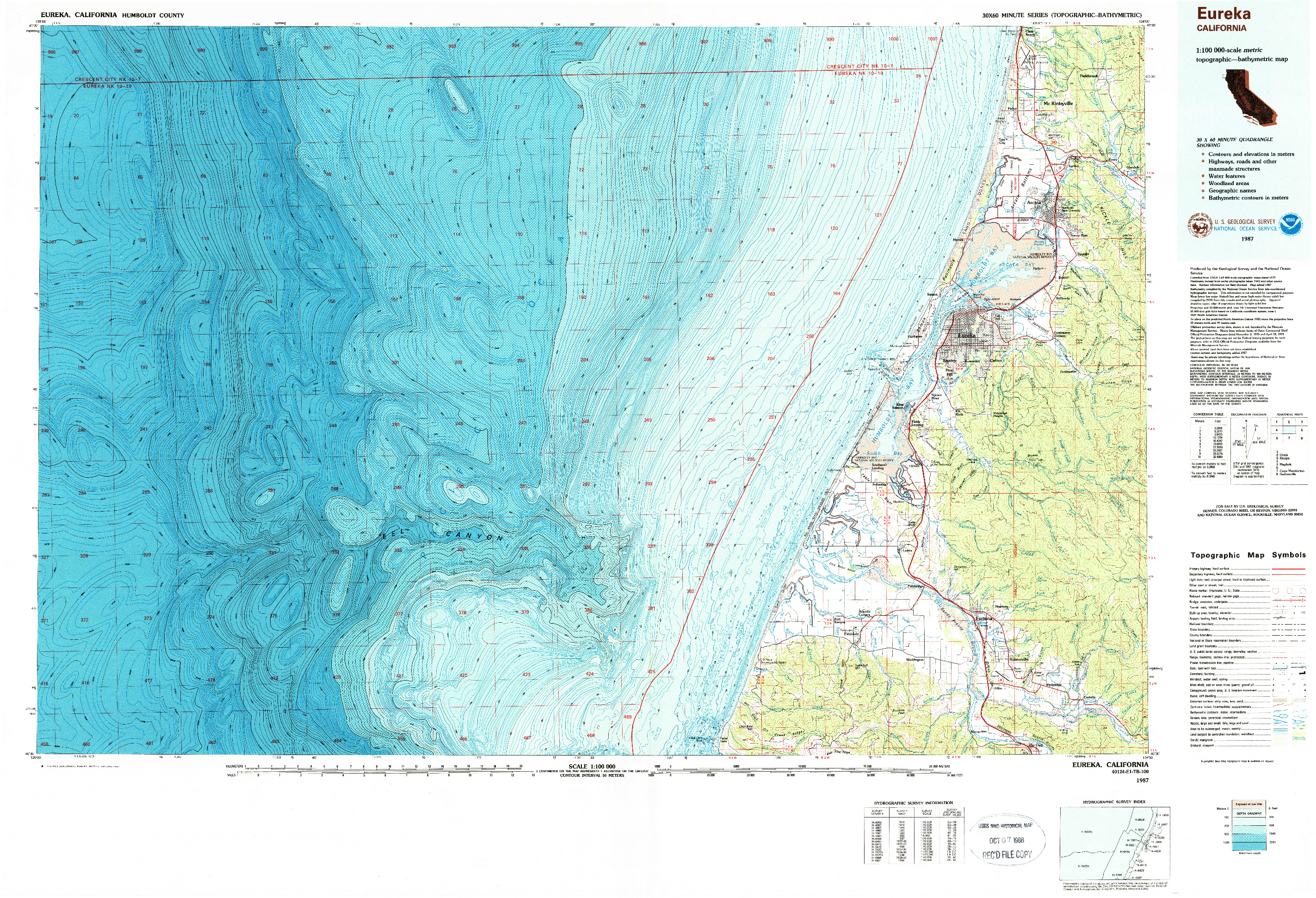 USGS 1:100000-SCALE QUADRANGLE FOR EUREKA, CA 1987