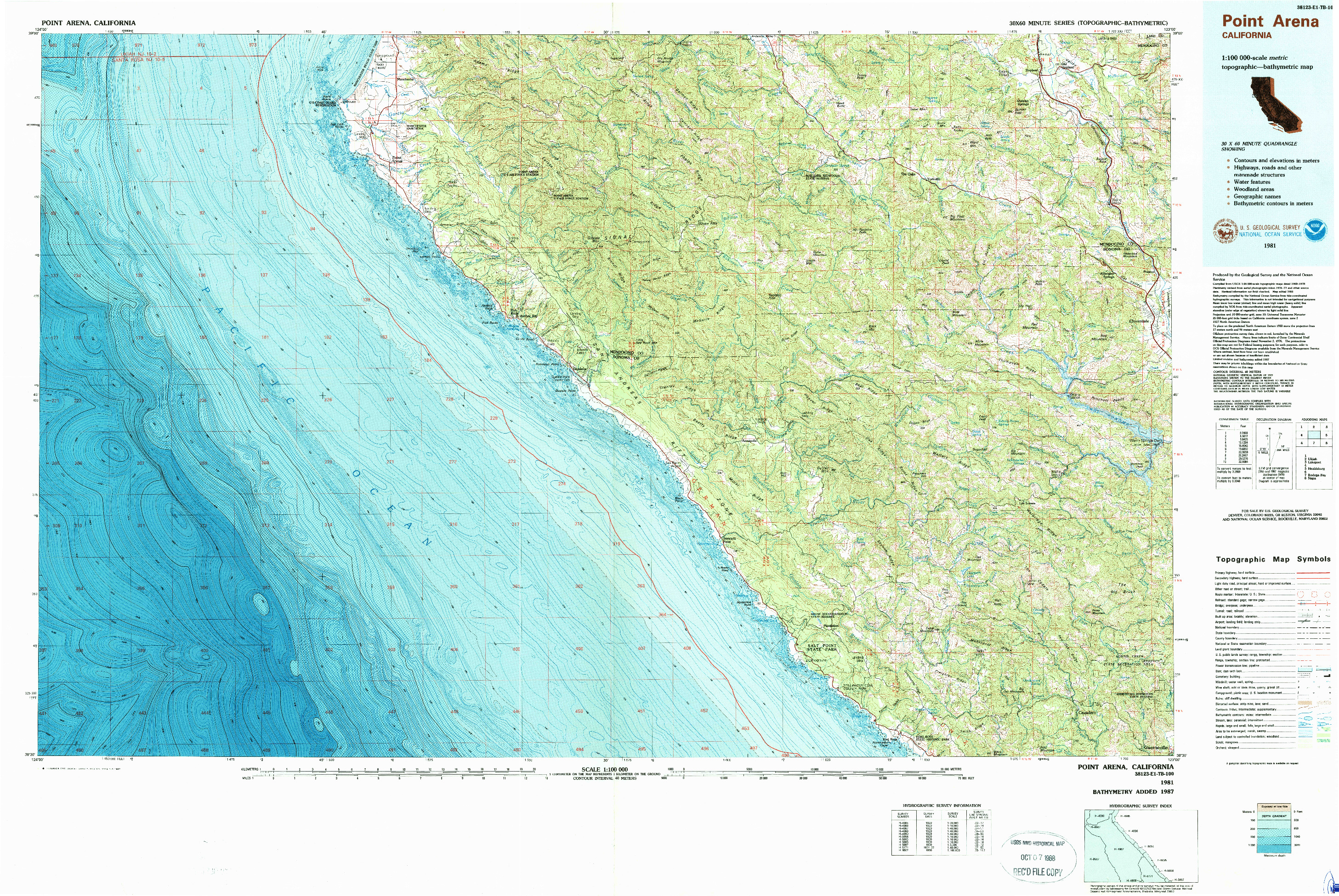 USGS 1:100000-SCALE QUADRANGLE FOR POINT ARENA, CA 1981