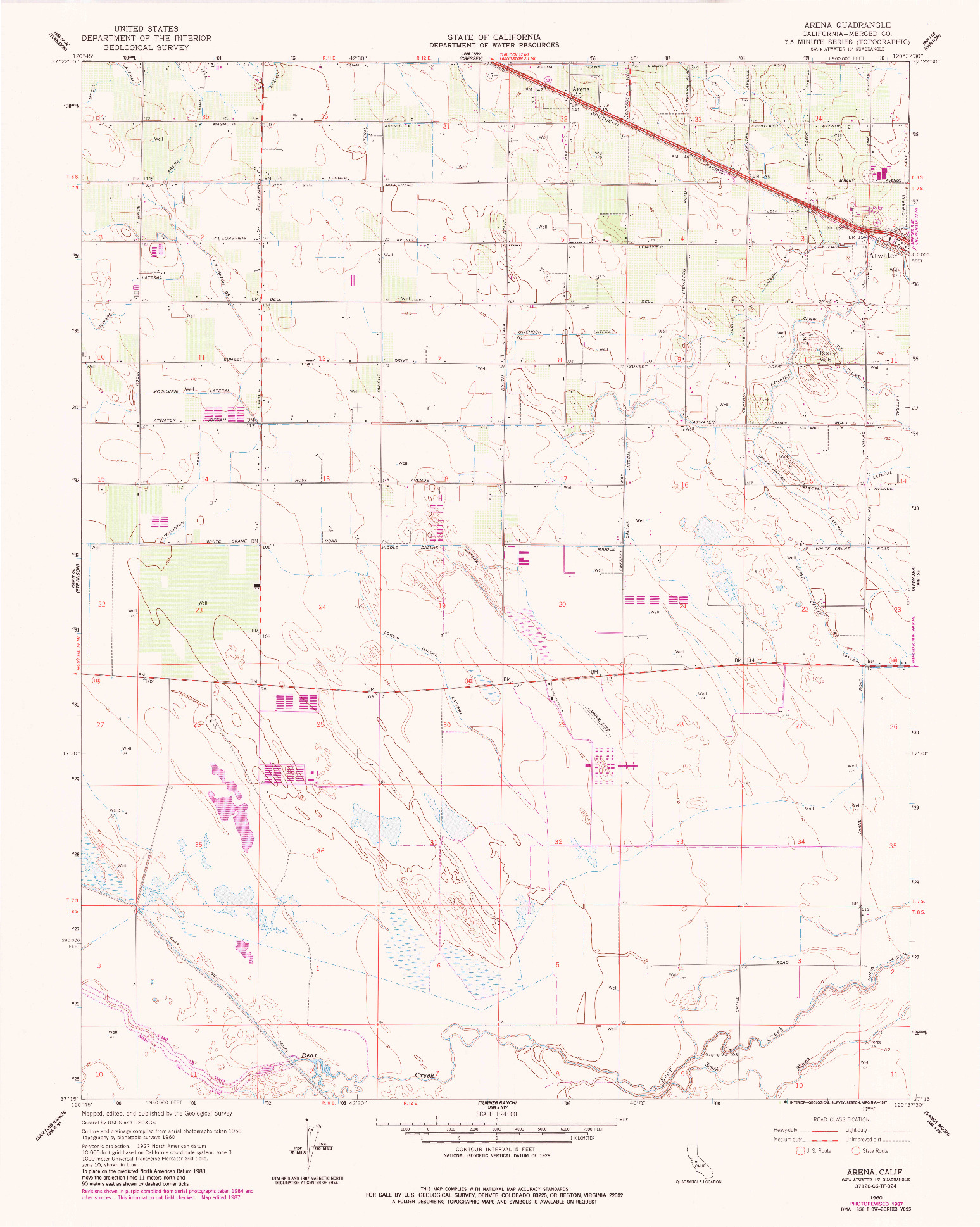 USGS 1:24000-SCALE QUADRANGLE FOR ARENA, CA 1960
