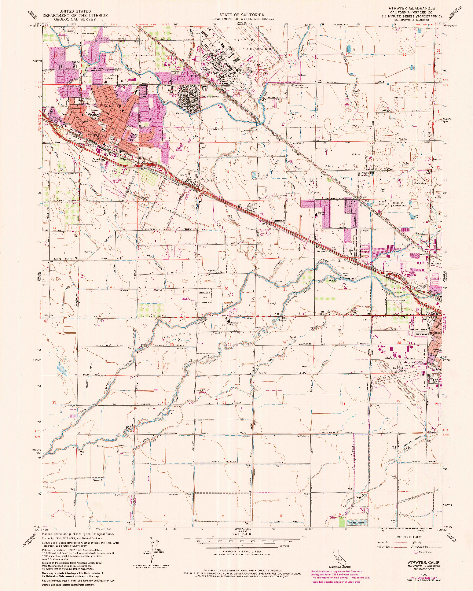 USGS 1:24000-SCALE QUADRANGLE FOR ATWATER, CA 1960