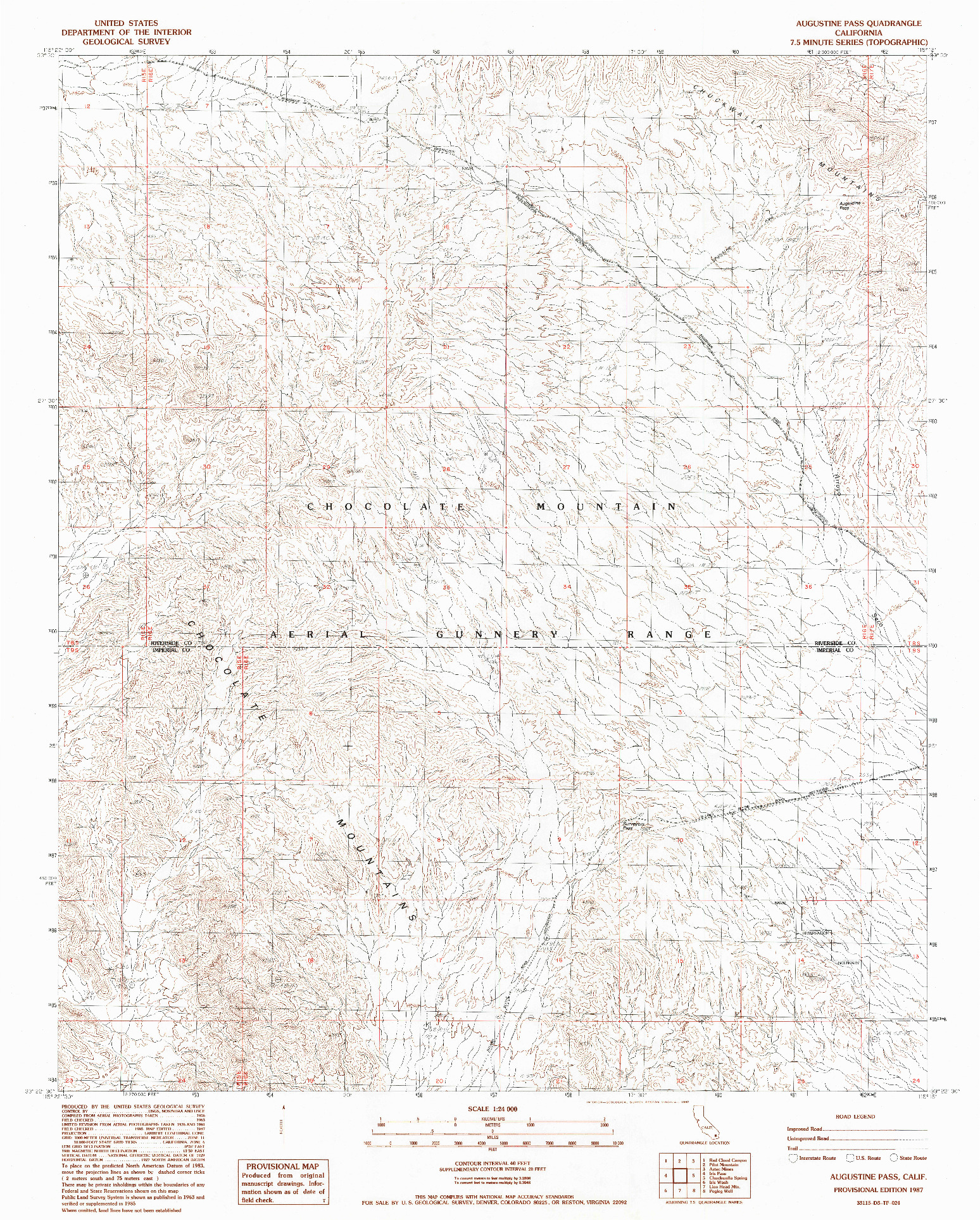 USGS 1:24000-SCALE QUADRANGLE FOR AUGUSTINE PASS, CA 1987