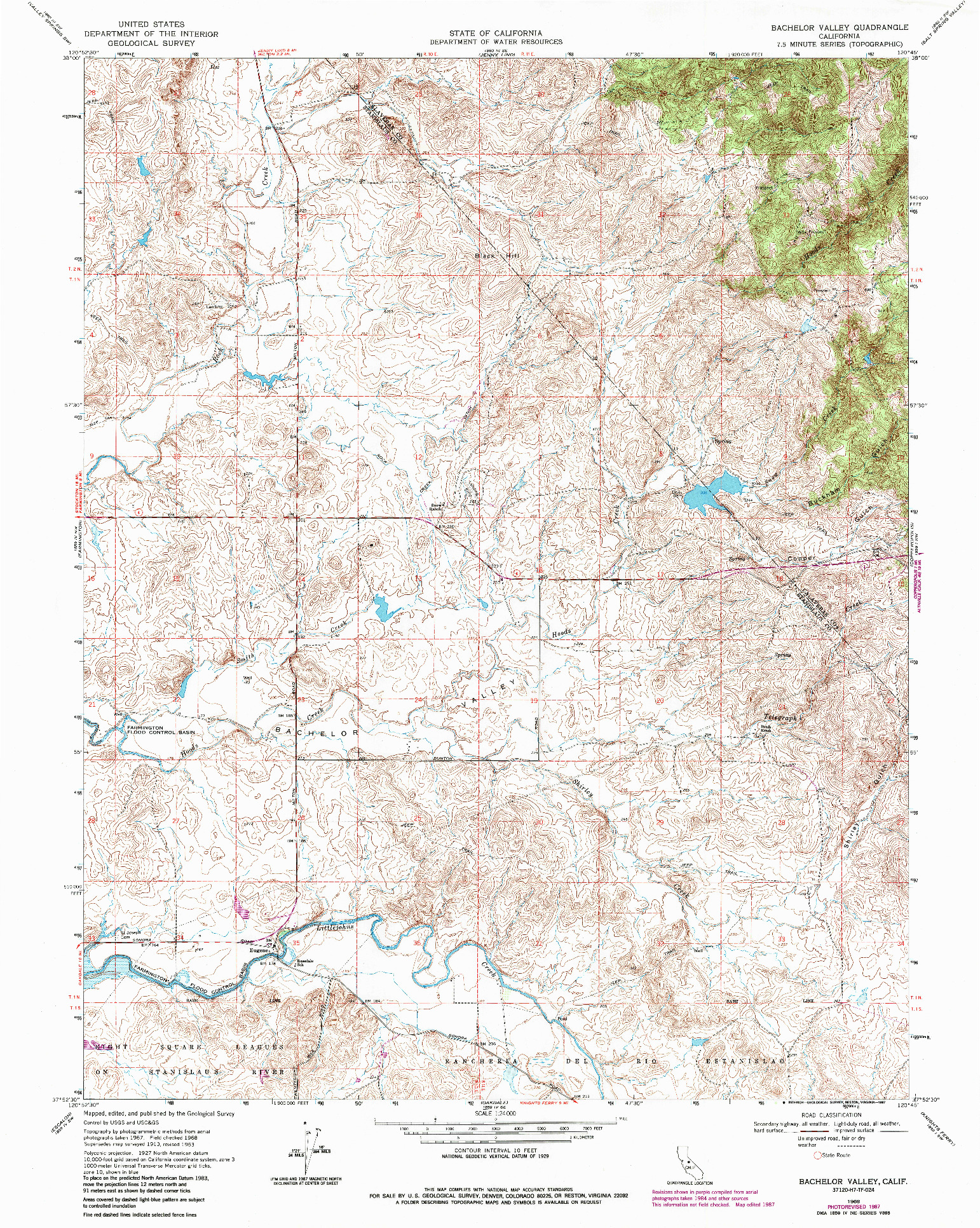 USGS 1:24000-SCALE QUADRANGLE FOR BACHELOR VALLEY, CA 1968