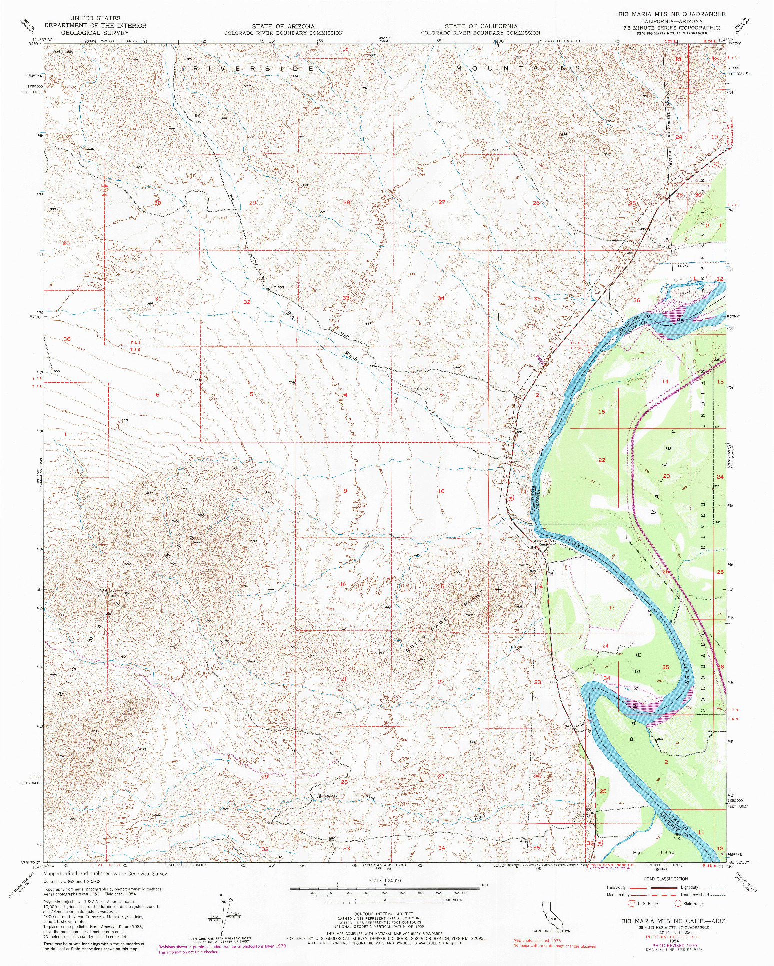 USGS 1:24000-SCALE QUADRANGLE FOR BIG MARIA MTS. NE, CA 1954