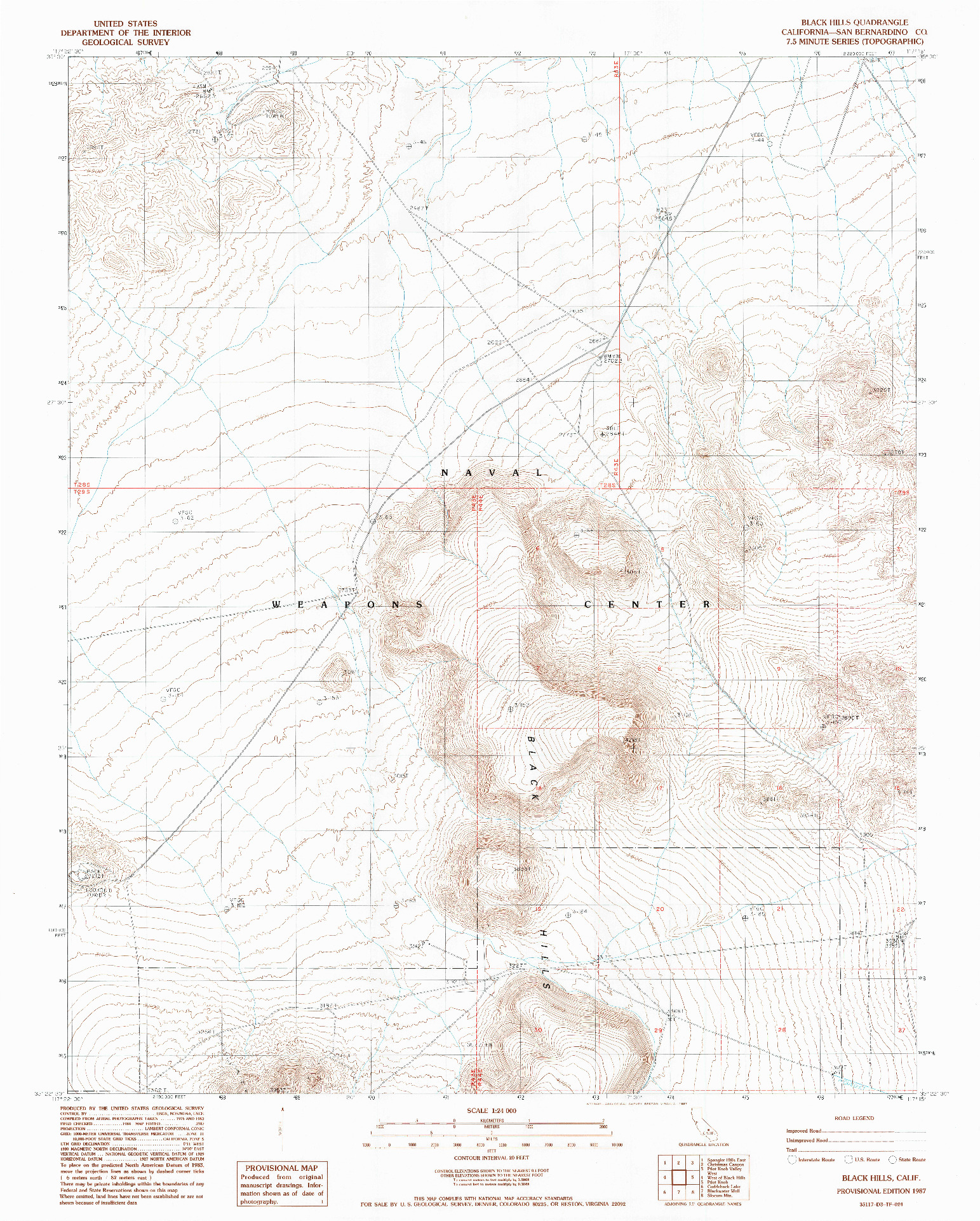 USGS 1:24000-SCALE QUADRANGLE FOR BLACK HILLS, CA 1987