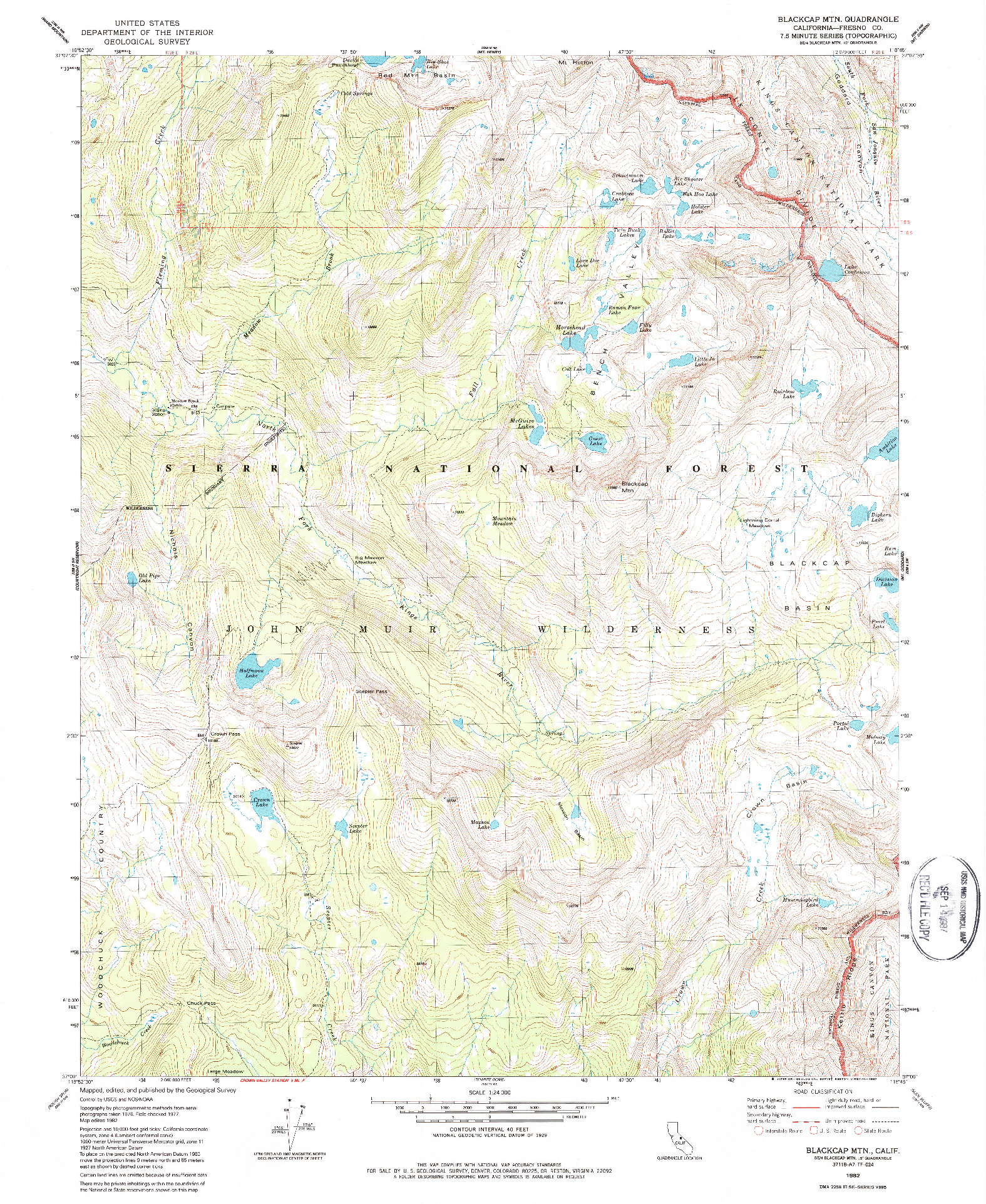 USGS 1:24000-SCALE QUADRANGLE FOR BLACKCAP MOUNTAIN, CA 1982