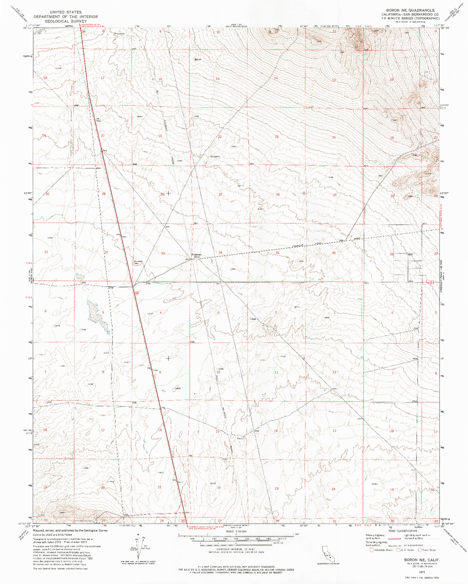 USGS 1:24000-SCALE QUADRANGLE FOR BORON NE, CA 1973