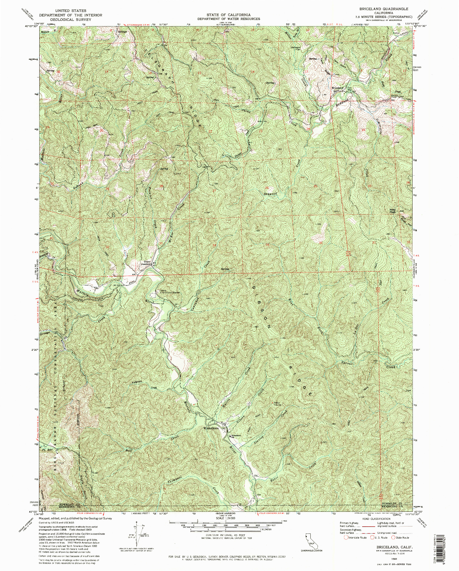 USGS 1:24000-SCALE QUADRANGLE FOR BRICELAND, CA 1969