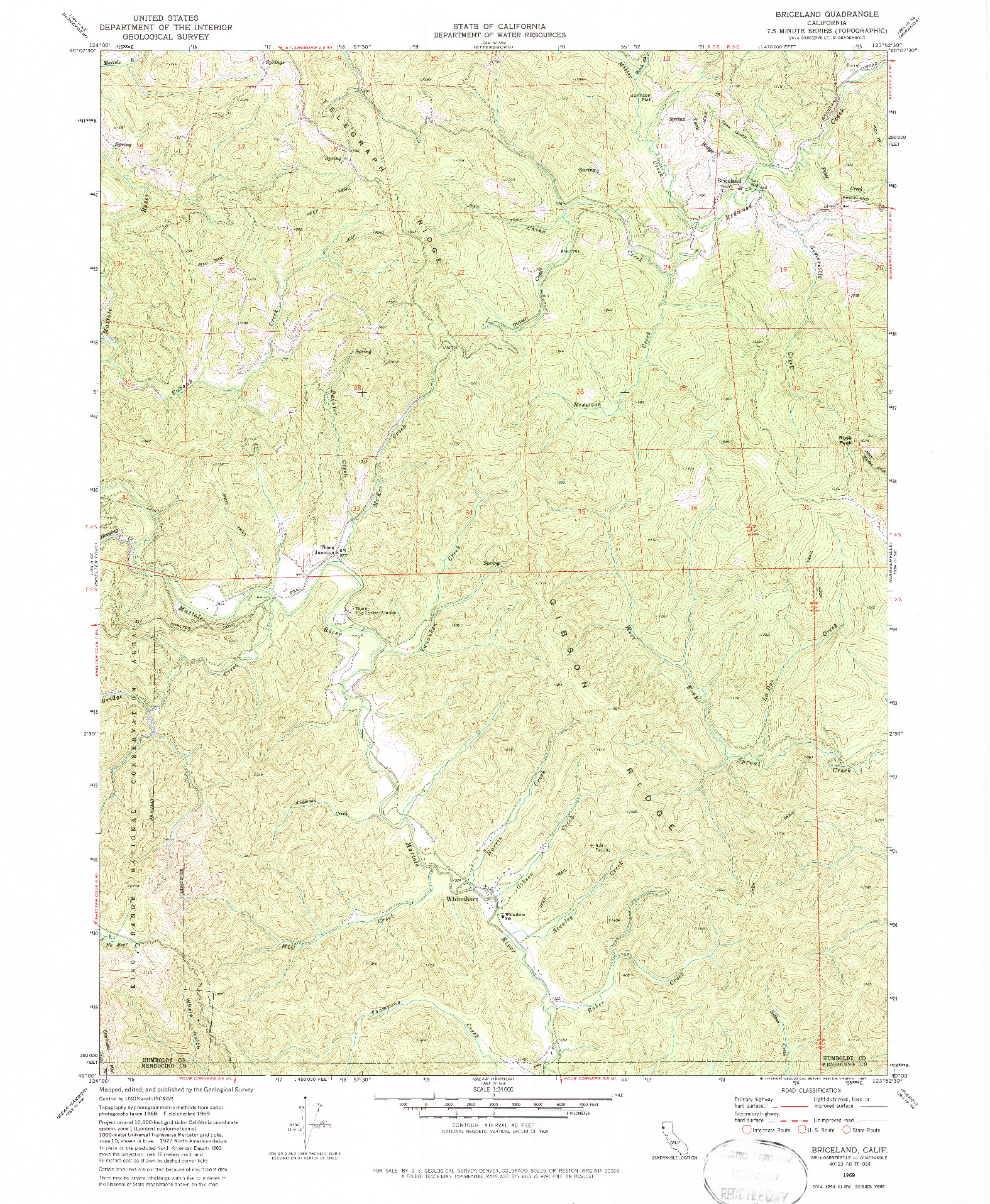 USGS 1:24000-SCALE QUADRANGLE FOR BRICELAND, CA 1969