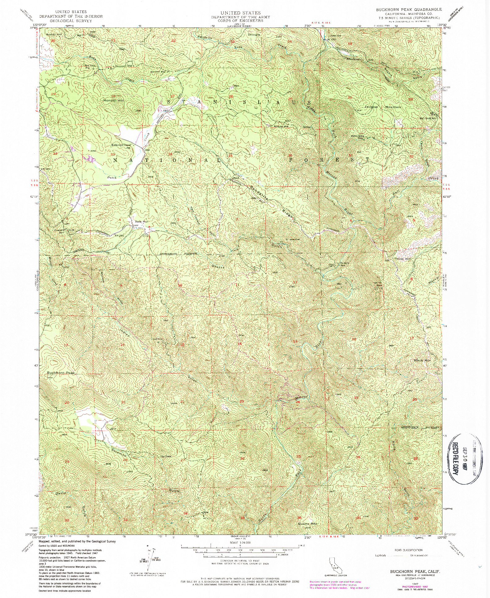 USGS 1:24000-SCALE QUADRANGLE FOR BUCKHORN PEAK, CA 1947