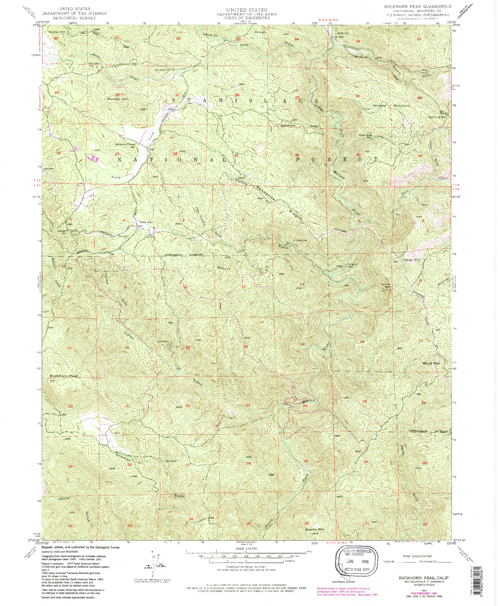 USGS 1:24000-SCALE QUADRANGLE FOR BUCKHORN PEAK, CA 1947