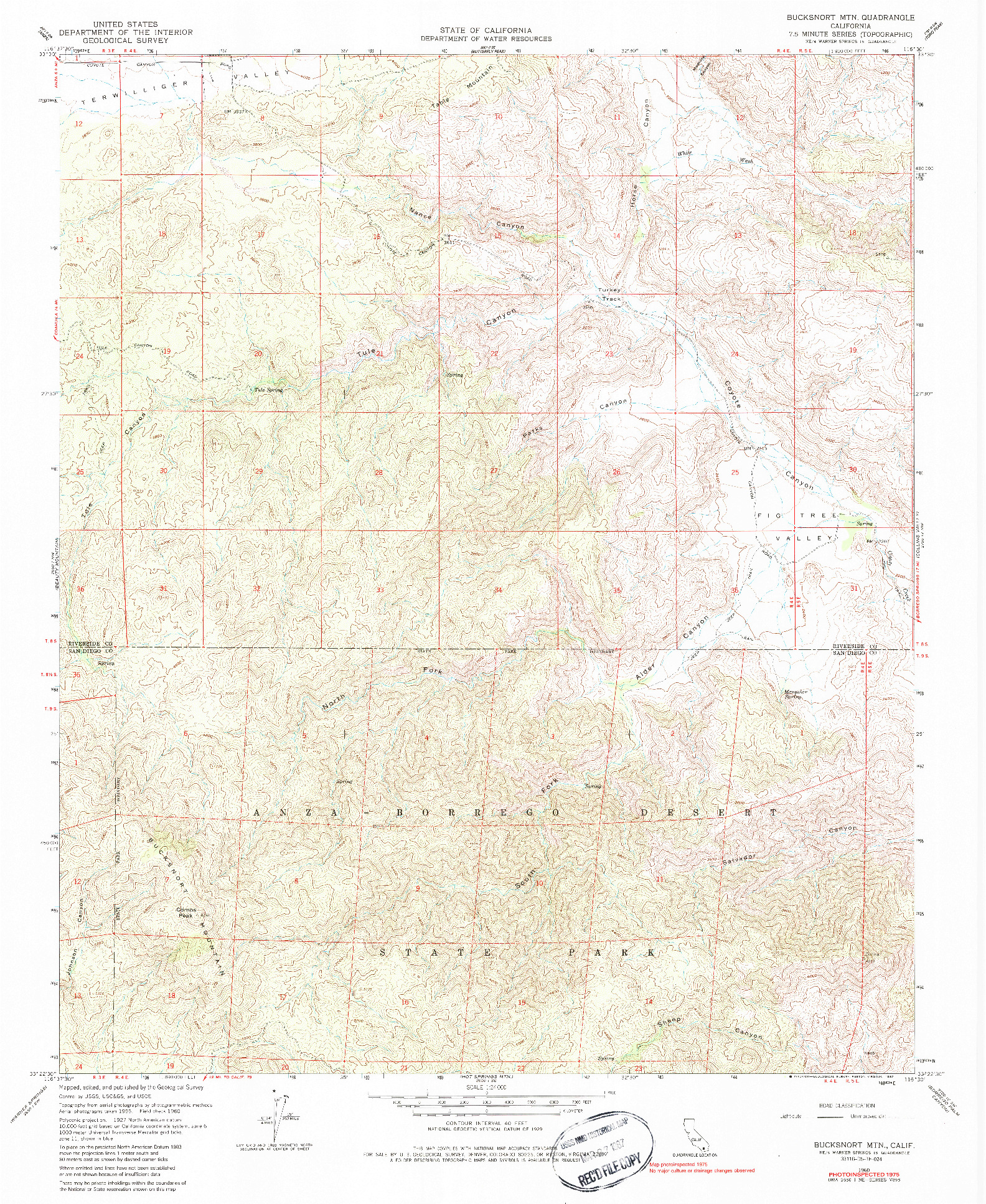 USGS 1:24000-SCALE QUADRANGLE FOR BUCKSNORT MTN, CA 1960