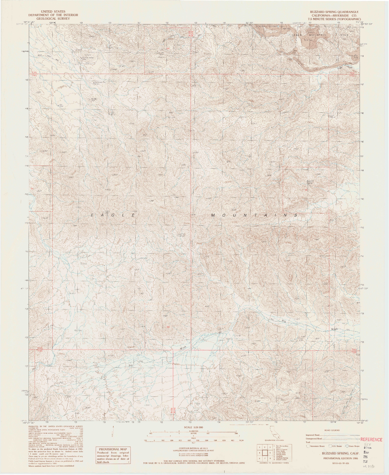 USGS 1:24000-SCALE QUADRANGLE FOR BUZZARD SPRING, CA 1986