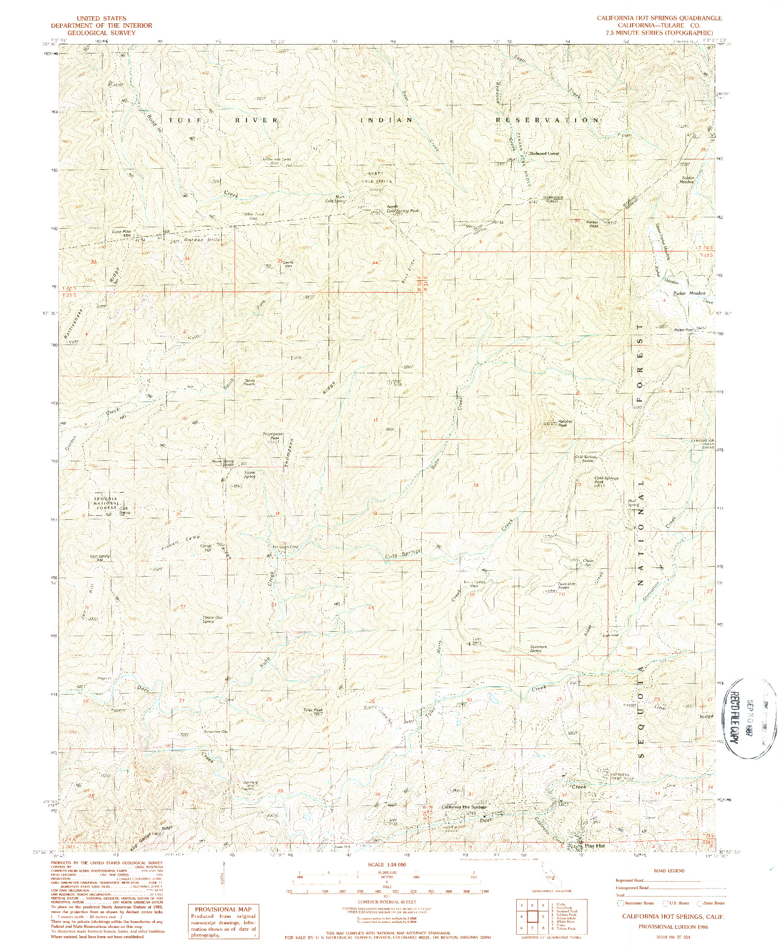 USGS 1:24000-SCALE QUADRANGLE FOR CALIFORNIA HOT SPRINGS, CA 1986