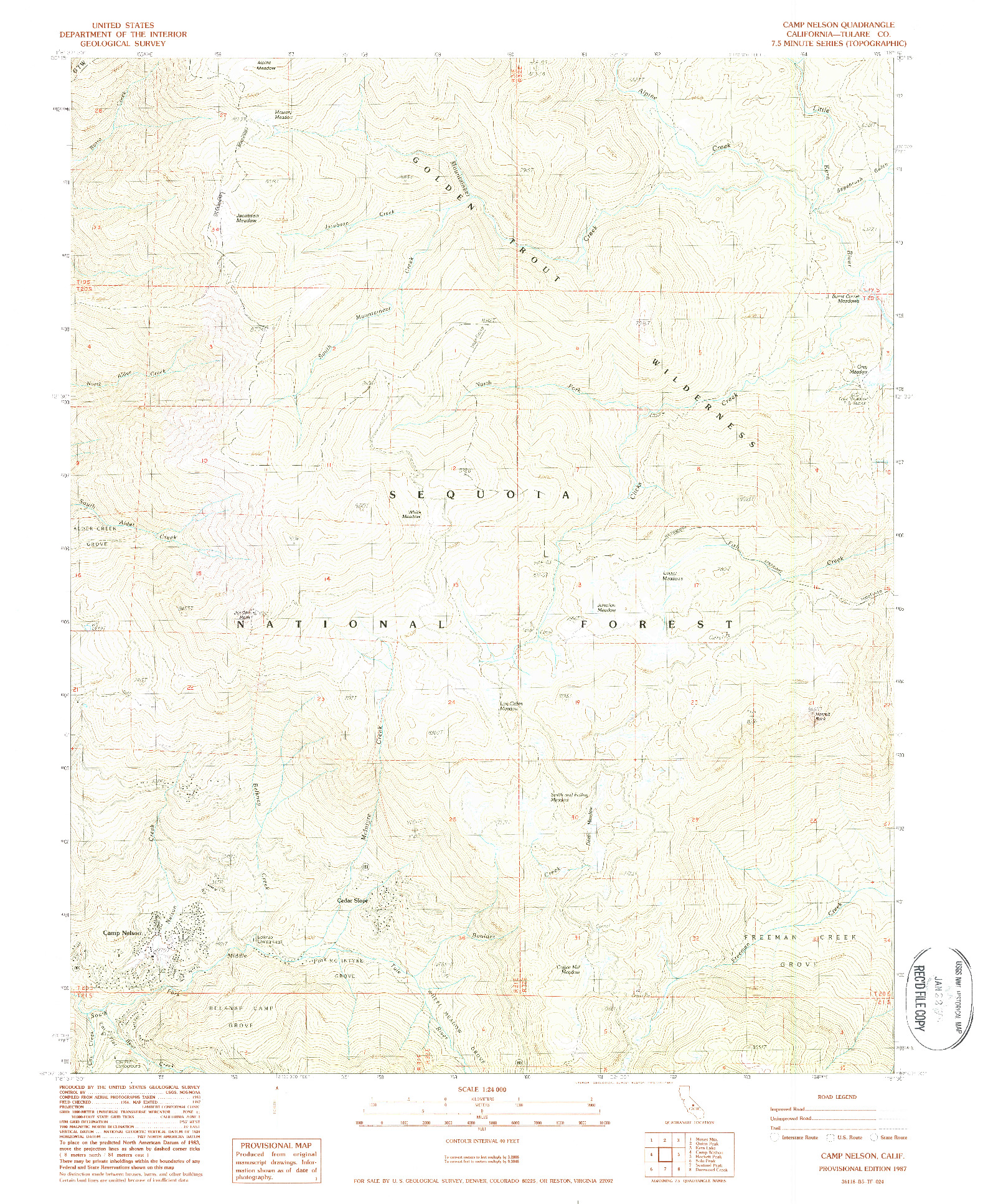 USGS 1:24000-SCALE QUADRANGLE FOR CAMP NELSON, CA 1987