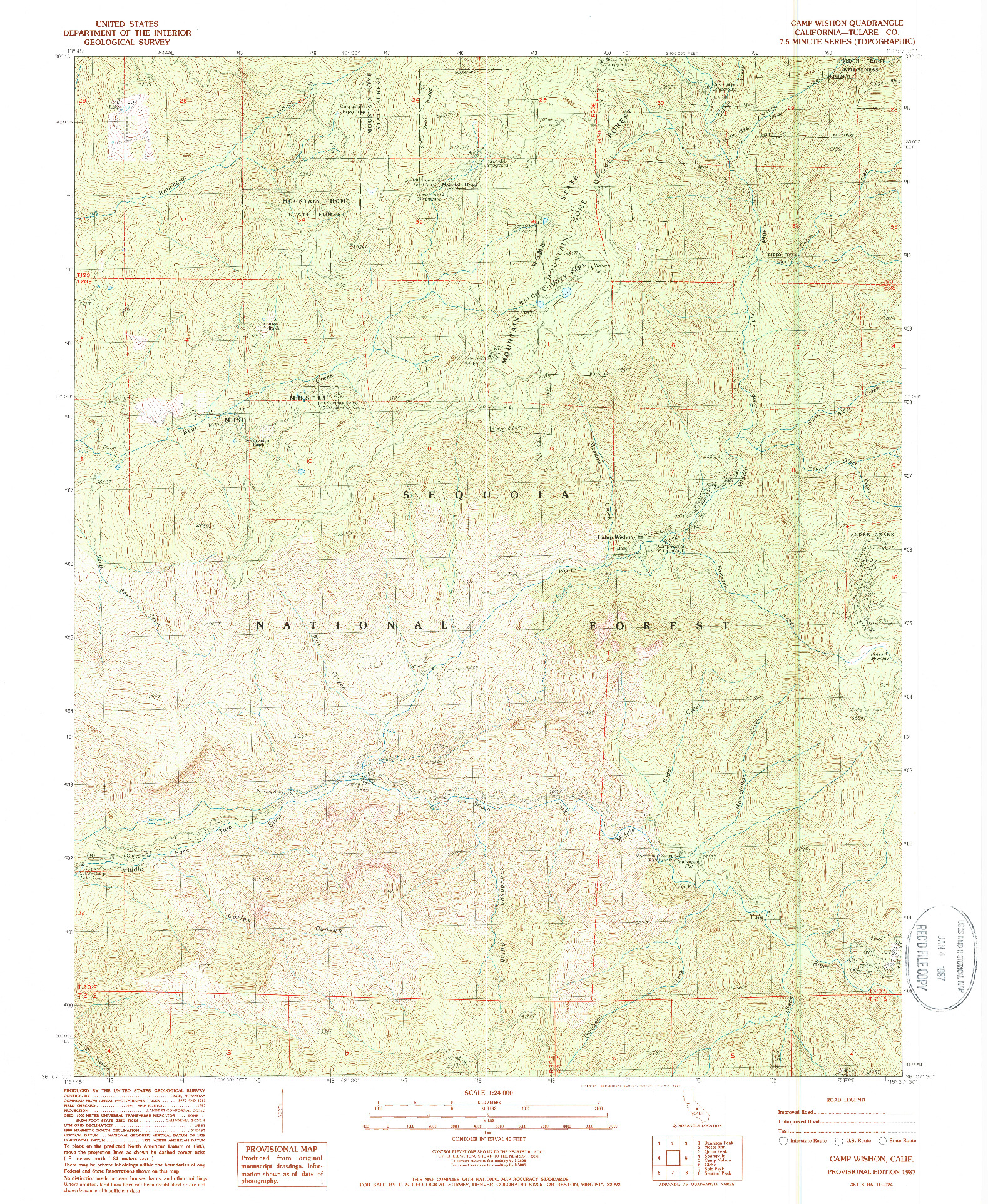 USGS 1:24000-SCALE QUADRANGLE FOR CAMP WISHON, CA 1987