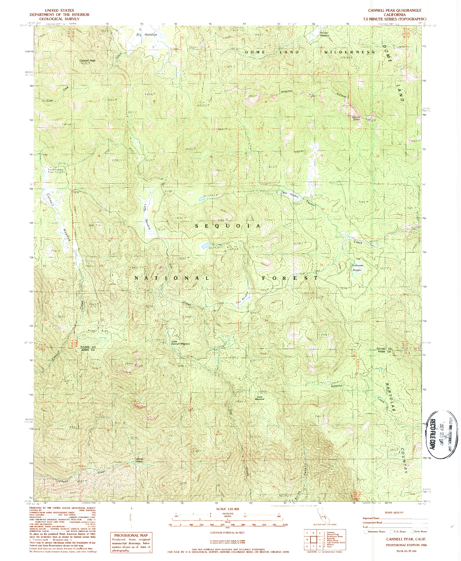 USGS 1:24000-SCALE QUADRANGLE FOR CANNELL PEAK, CA 1986