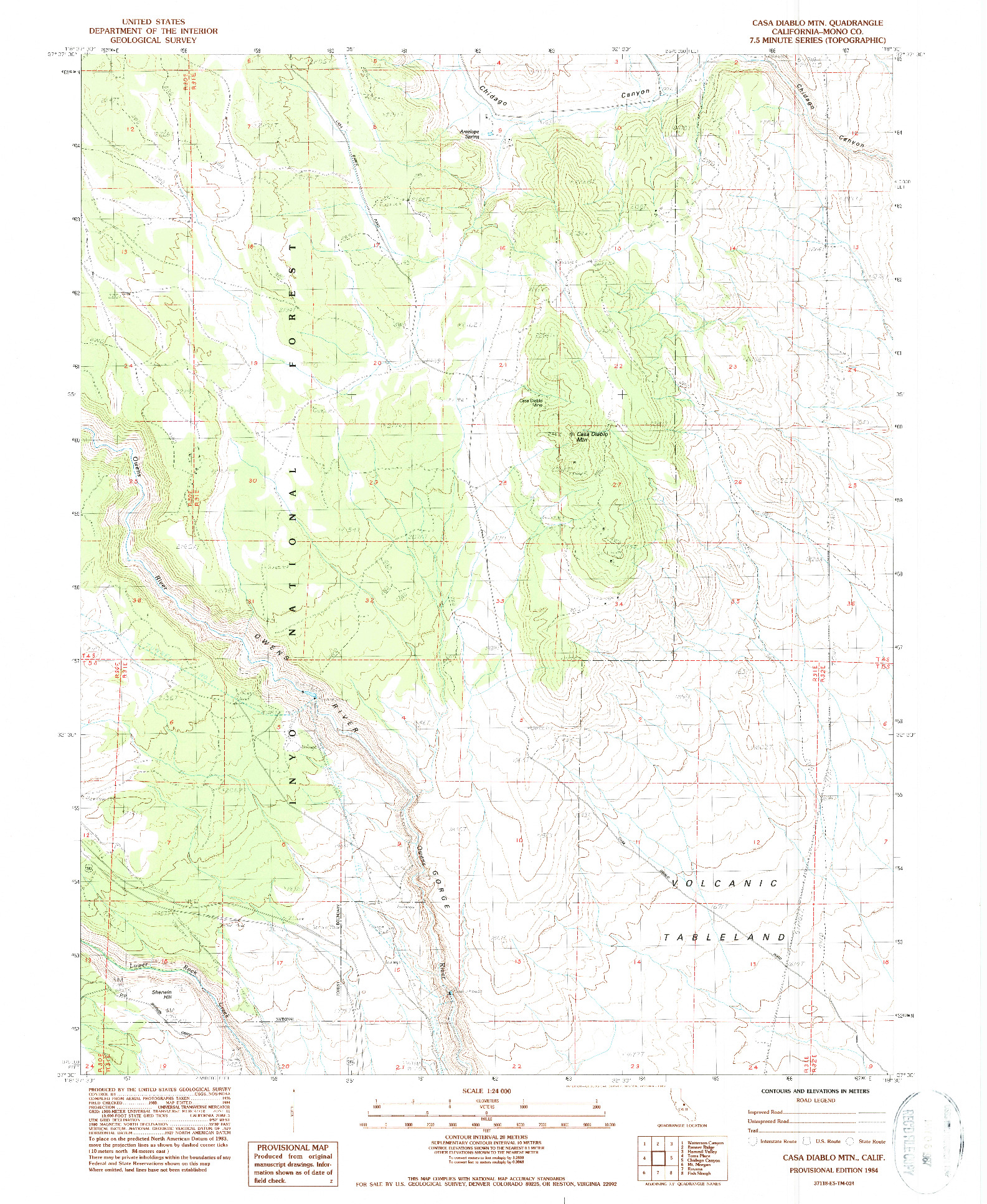 USGS 1:24000-SCALE QUADRANGLE FOR CASA DIABLO MTN, CA 1984