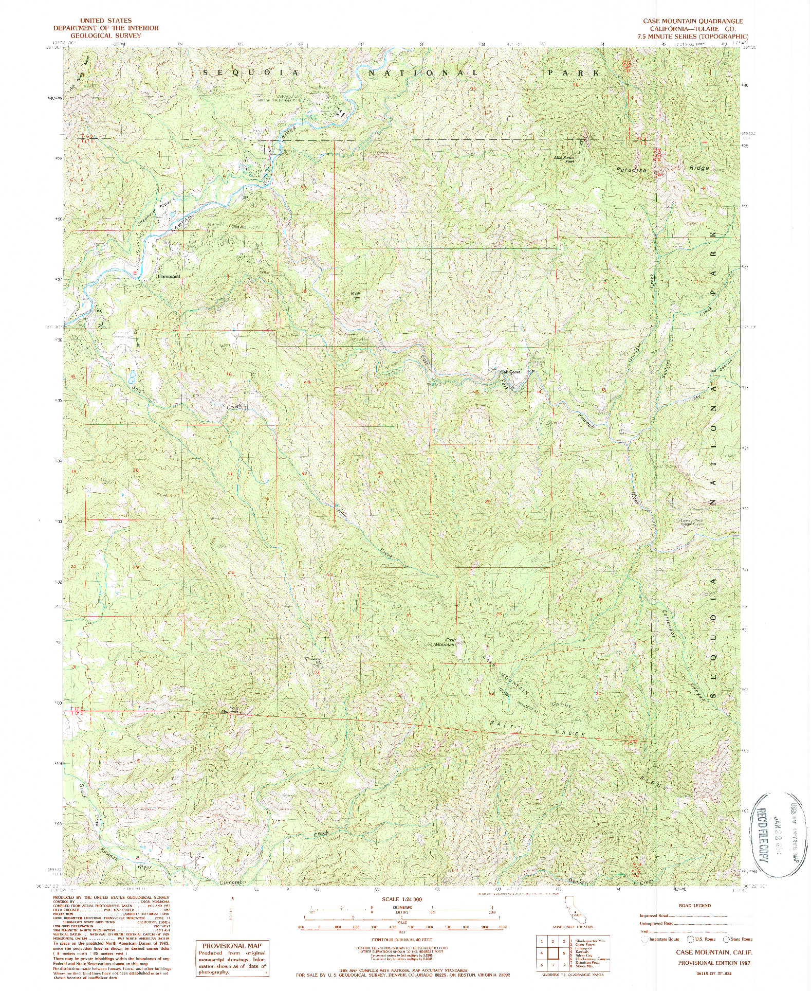 USGS 1:24000-SCALE QUADRANGLE FOR CASE MOUNTAIN, CA 1987