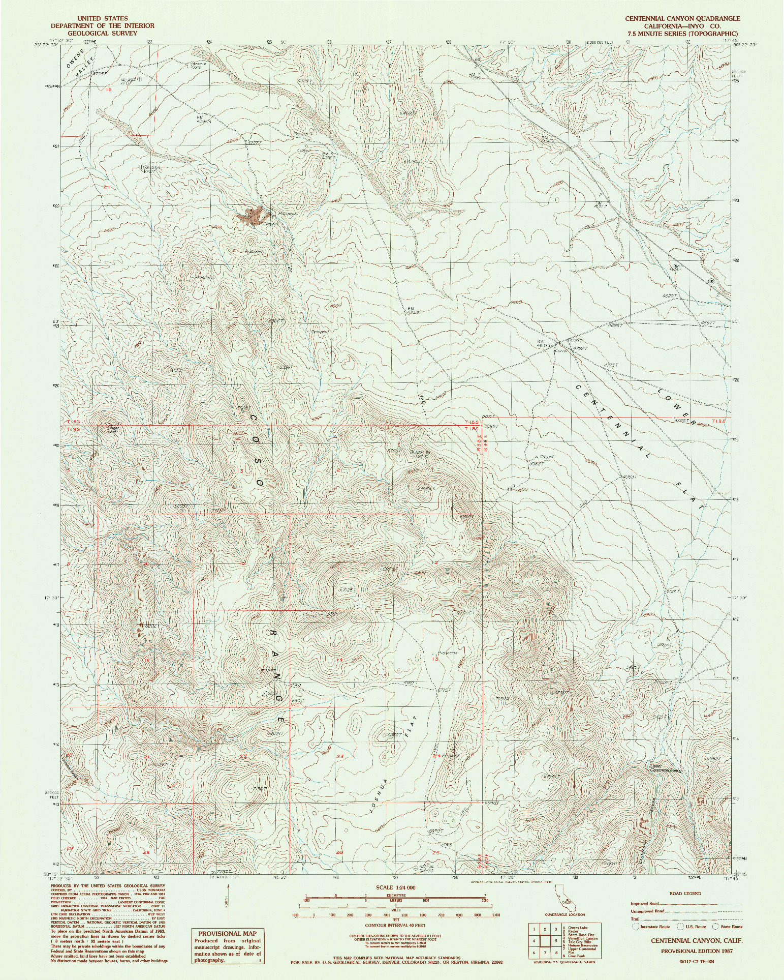 USGS 1:24000-SCALE QUADRANGLE FOR CENTENNIAL CANYON, CA 1987
