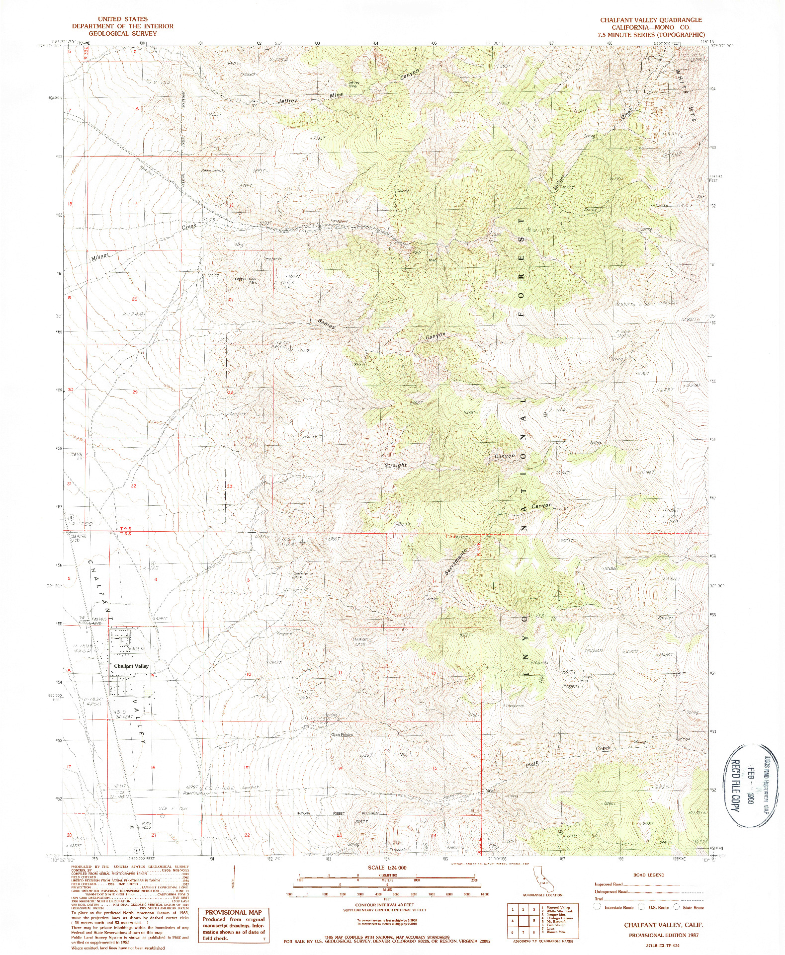 USGS 1:24000-SCALE QUADRANGLE FOR CHALFANT VALLEY, CA 1987