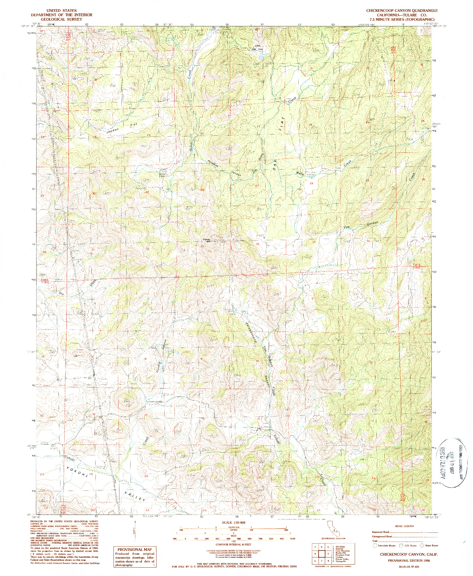 USGS 1:24000-SCALE QUADRANGLE FOR CHICKENCOOP CANYON, CA 1986
