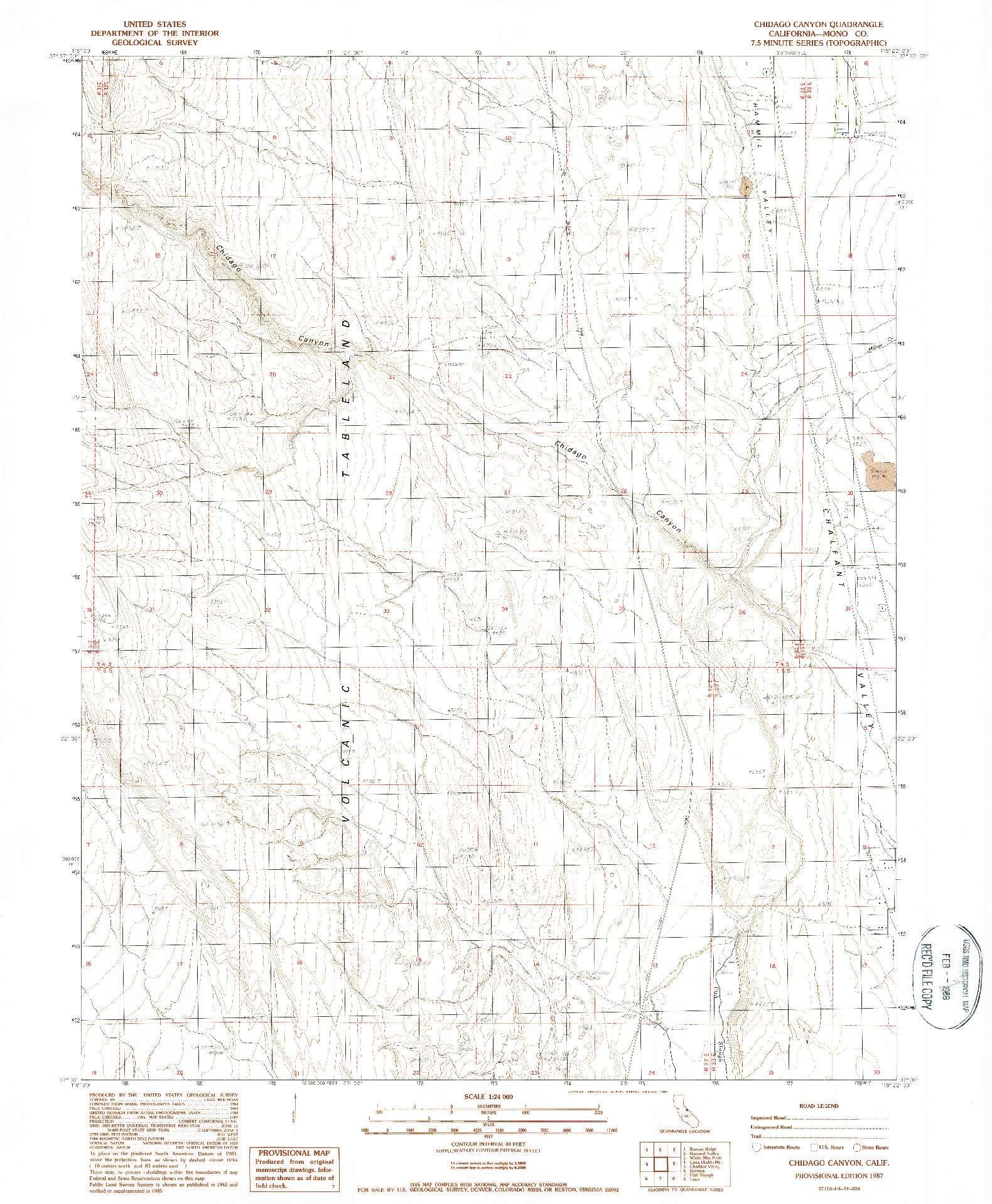 USGS 1:24000-SCALE QUADRANGLE FOR CHIDAGO CANYON, CA 1987