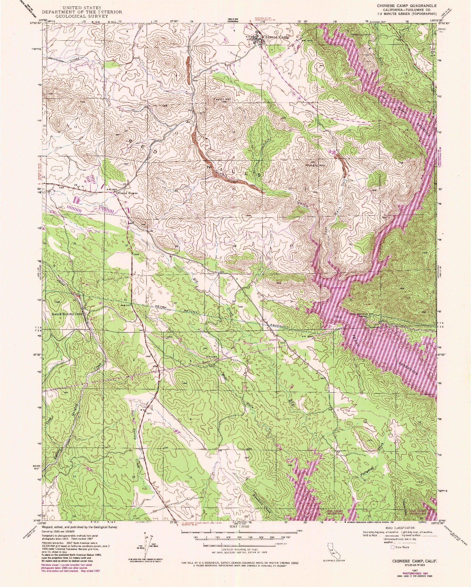 USGS 1:24000-SCALE QUADRANGLE FOR CHINESE CAMP, CA 1947