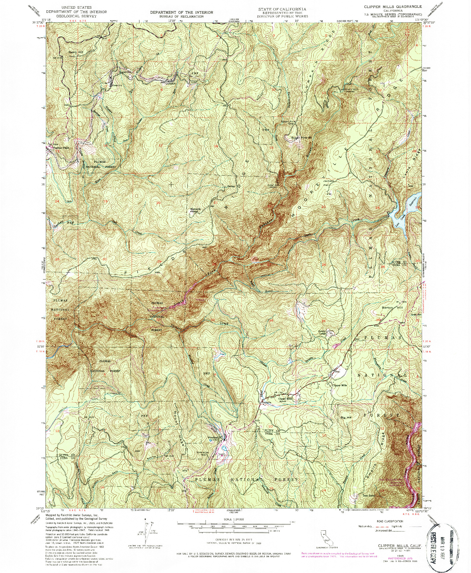 USGS 1:24000-SCALE QUADRANGLE FOR CLIPPER MILLS, CA 1948