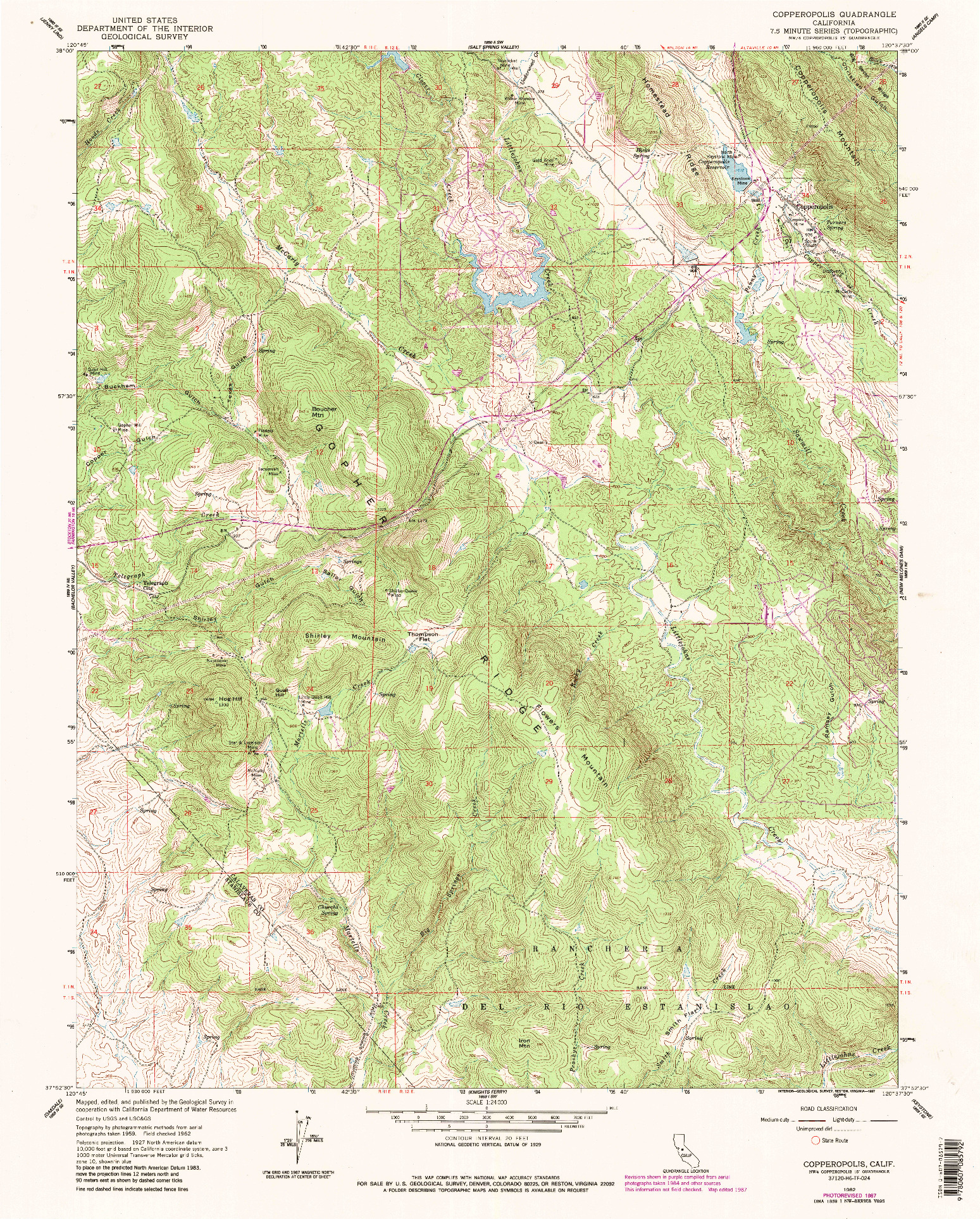 USGS 1:24000-SCALE QUADRANGLE FOR COPPEROPOLIS, CA 1962