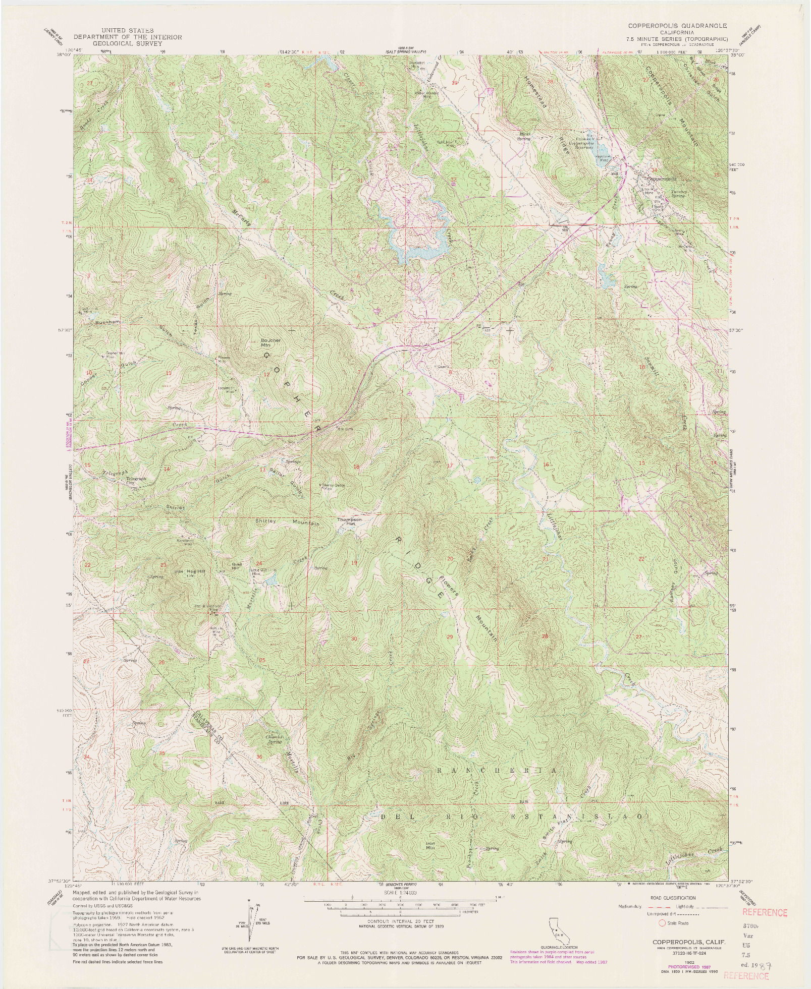 USGS 1:24000-SCALE QUADRANGLE FOR COPPEROPOLIS, CA 1962